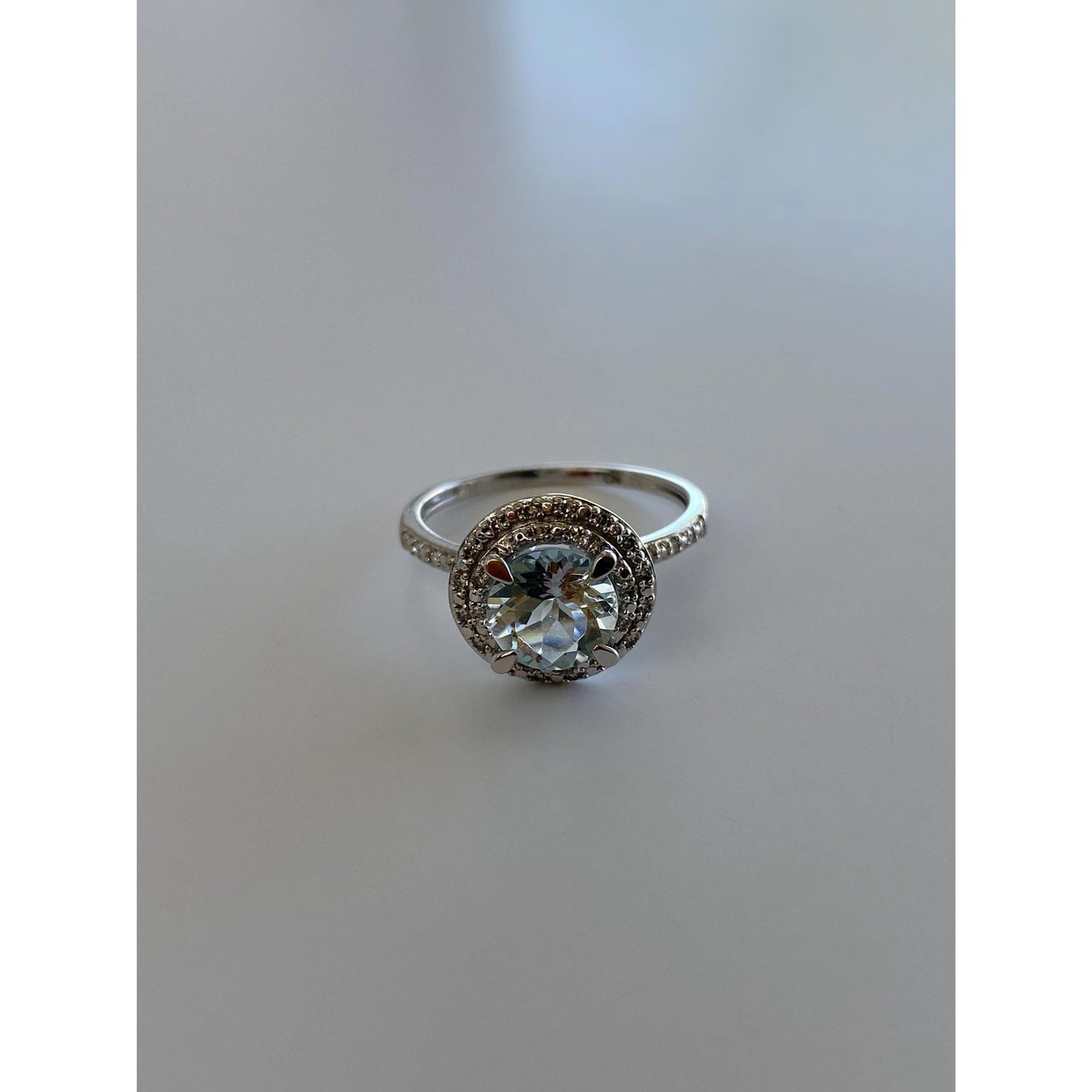 Vintage Solid 10k White Gold Diamond Pave Cubic Zirconia Ring - Size 5.75-6