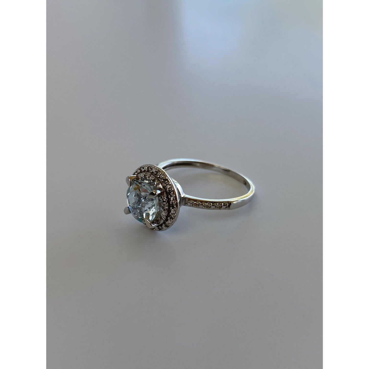 Vintage Solid 10k White Gold Diamond Pave Cubic Zirconia Ring - Size 5.75-6