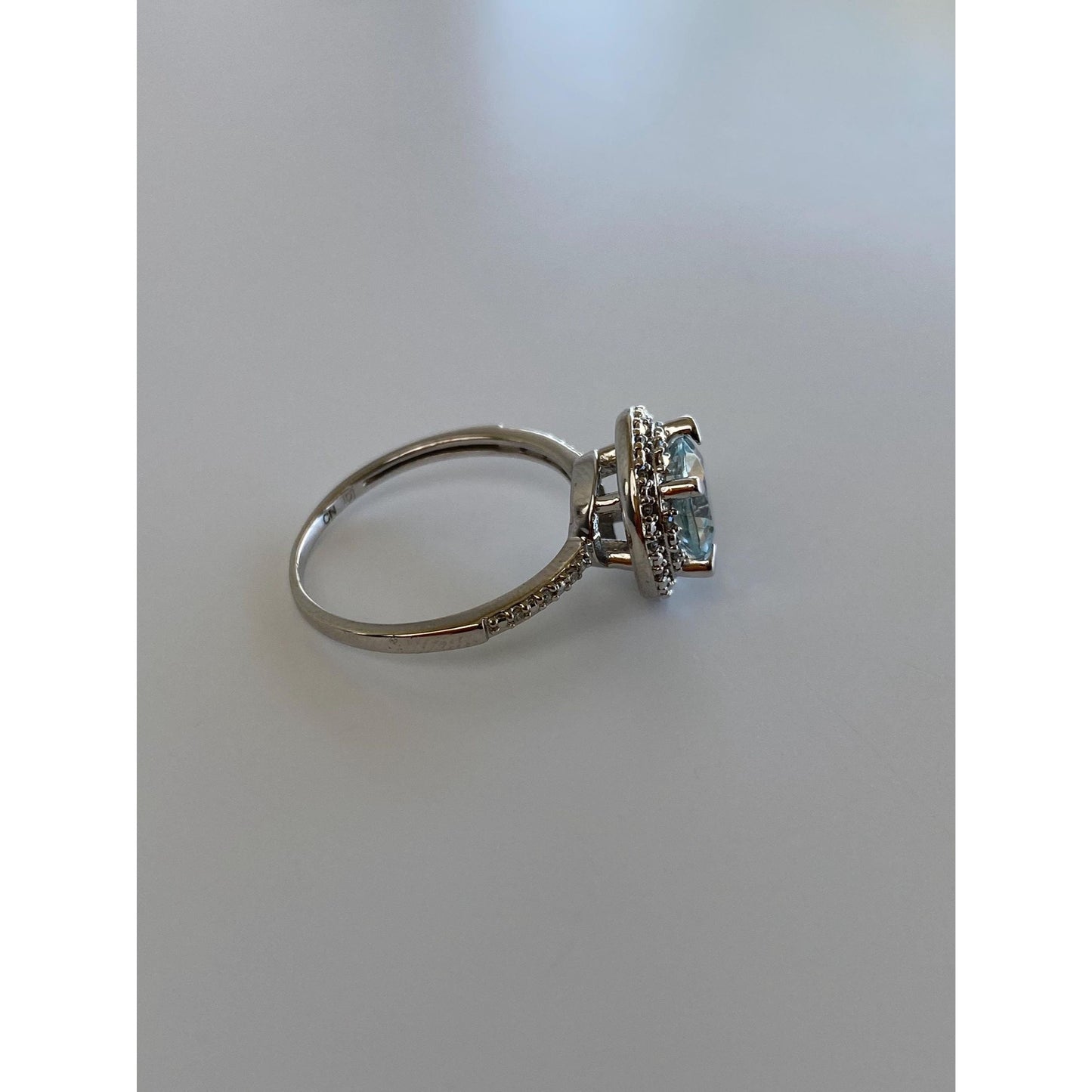 Vintage Solid 10k White Gold Diamond Pave Cubic Zirconia Ring - Size 5.75-6