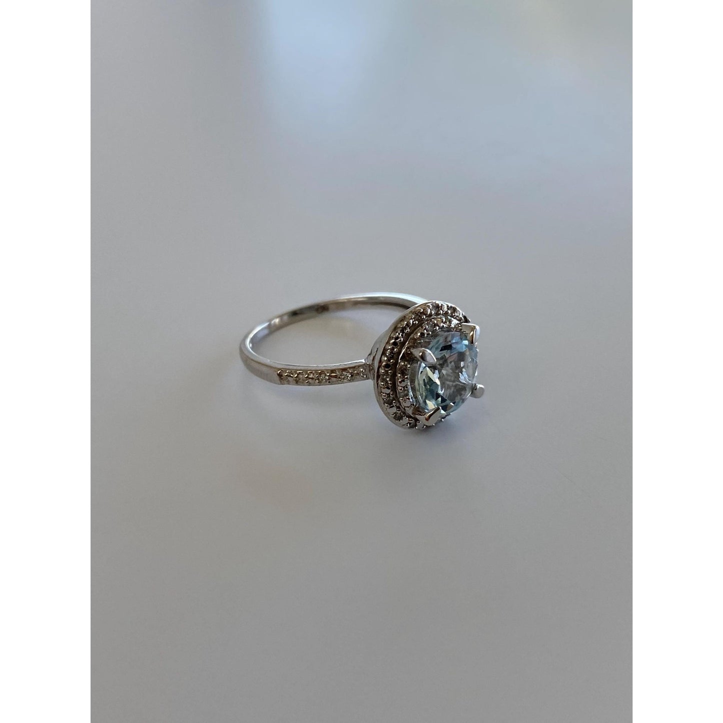 Vintage Solid 10k White Gold Diamond Pave Cubic Zirconia Ring - Size 5.75-6