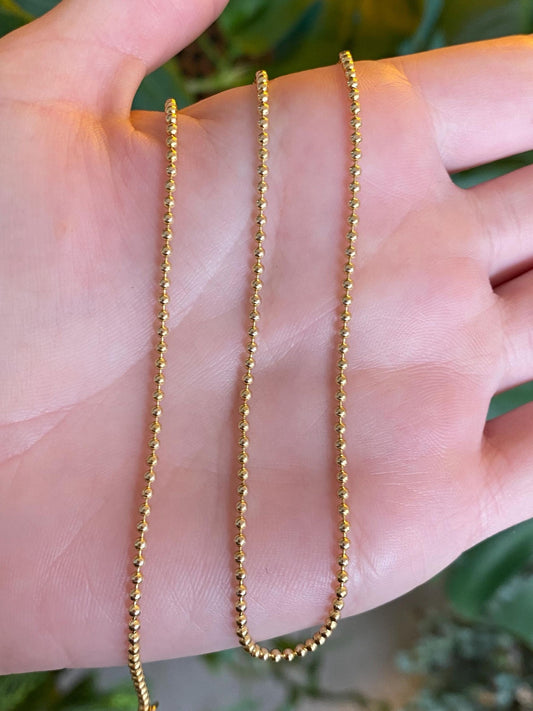 Vintage Solid 14k Yellow Gold Ball Chain Necklace - 16.25 inches