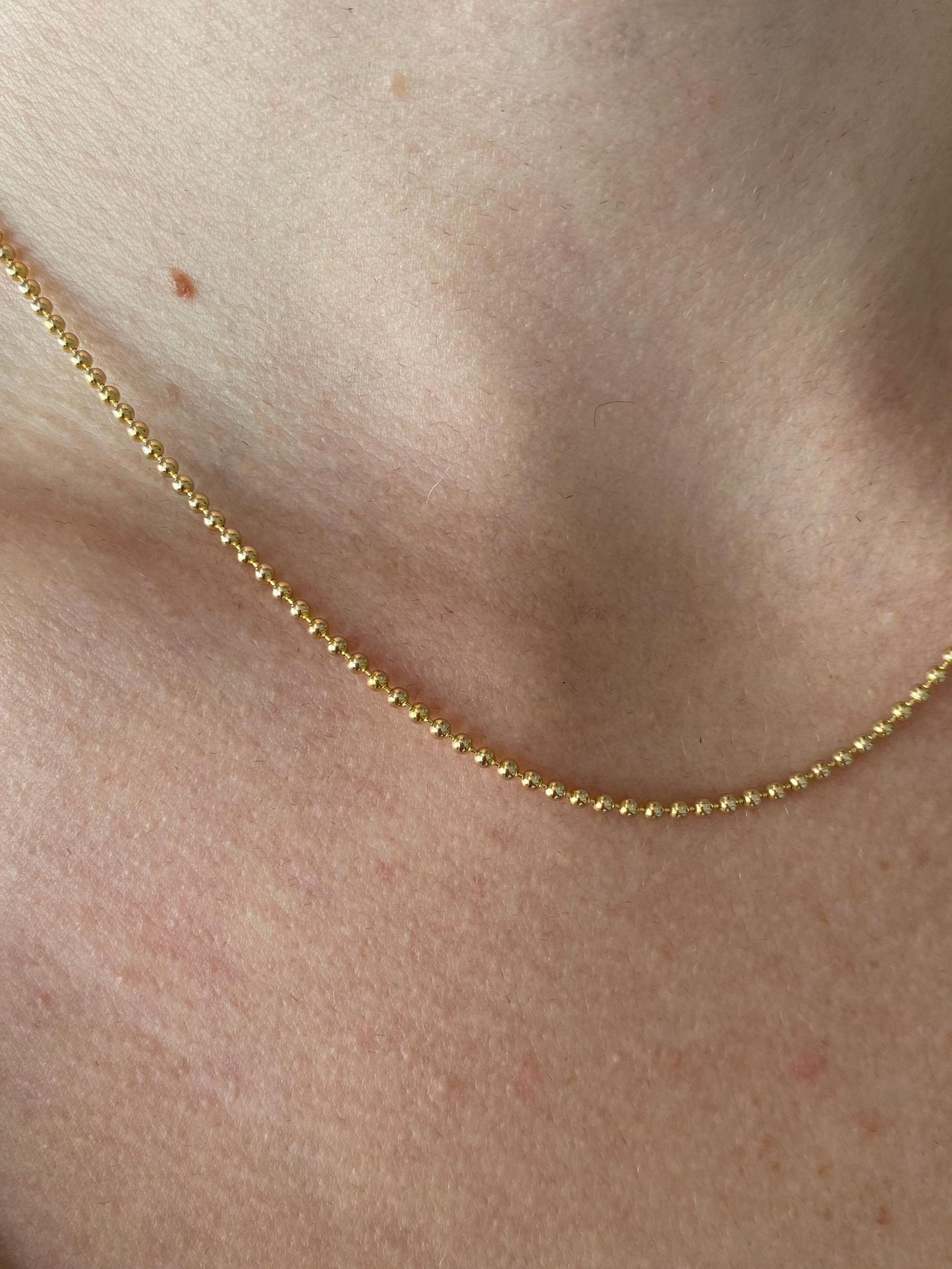 Vintage Solid 14k Yellow Gold Ball Chain Necklace - 16.25 inches