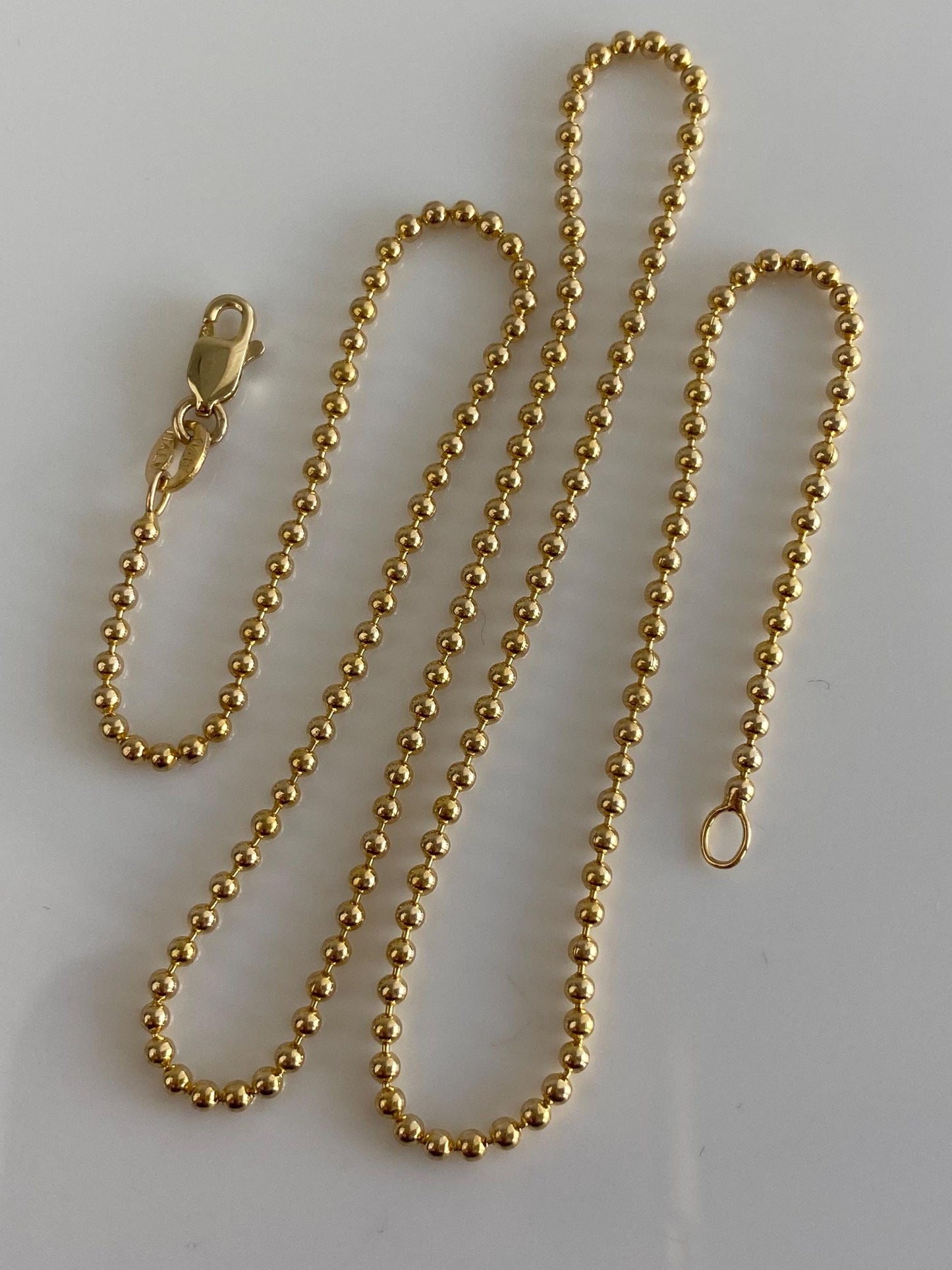 Vintage Solid 14k Yellow Gold Ball Chain Necklace - 16.25 inches