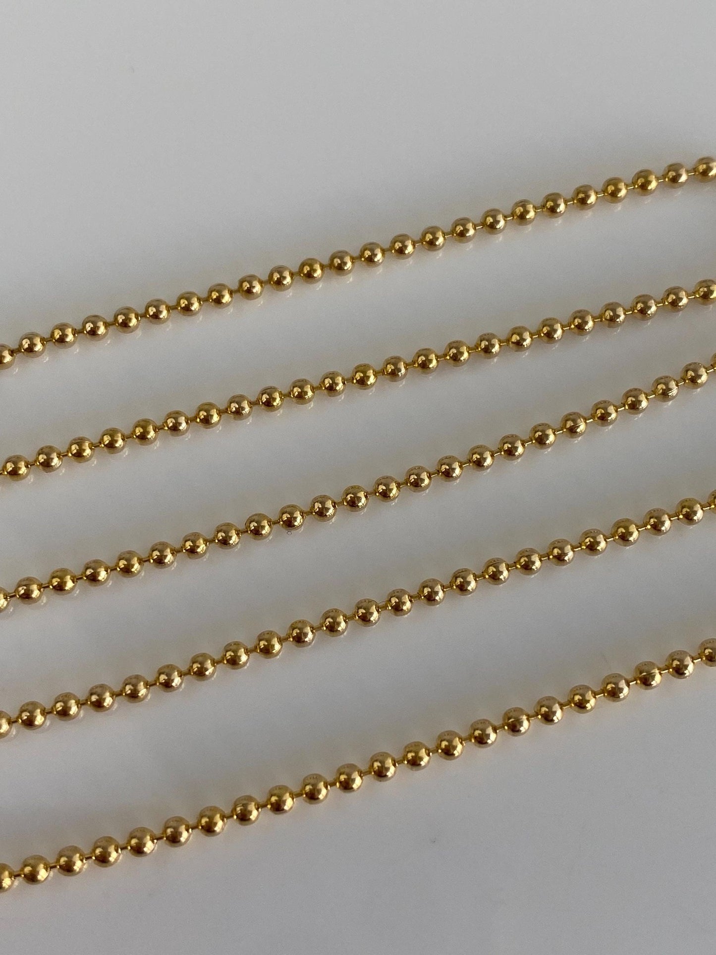 Vintage Solid 14k Yellow Gold Ball Chain Necklace - 16.25 inches