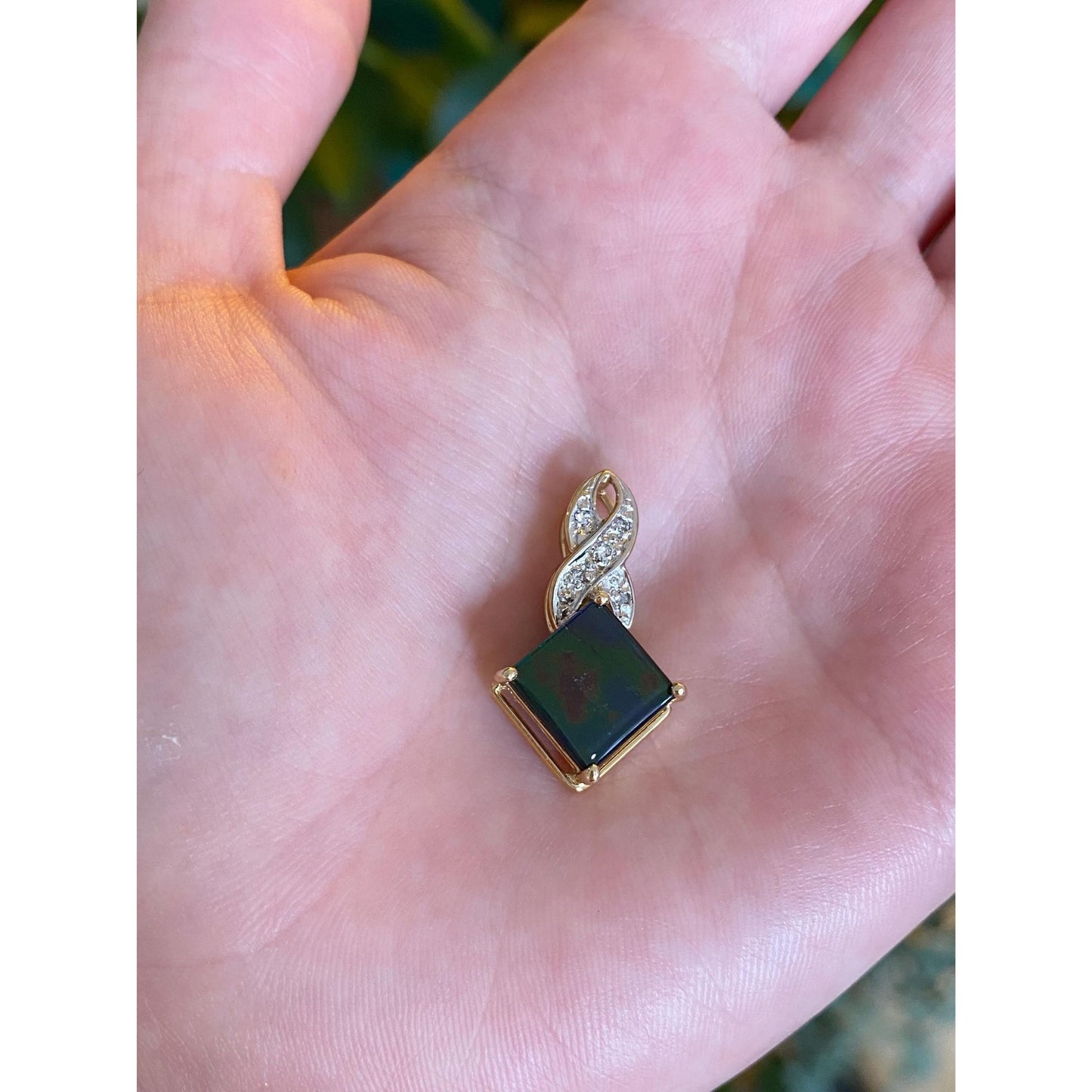 Solid 14k White & Yellow Gold Diamond Ammonite Slide Charm