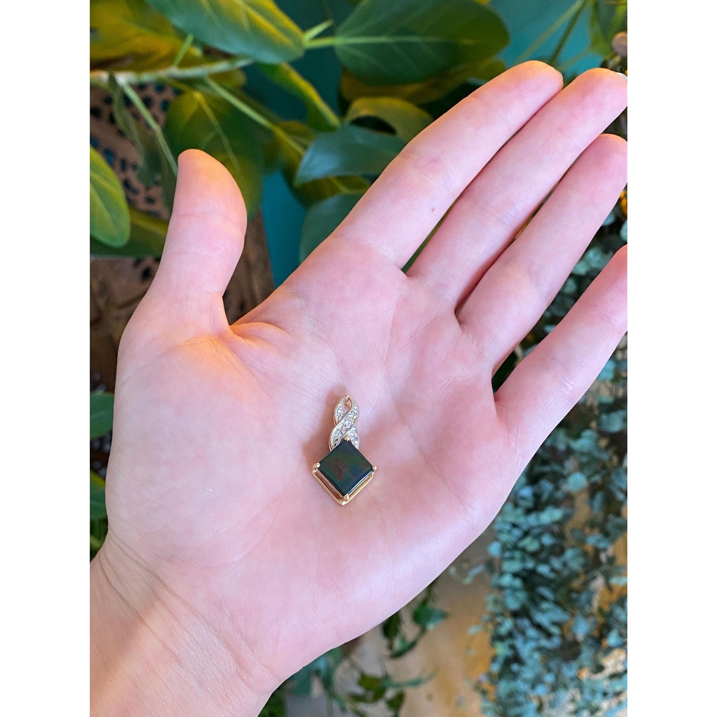 Solid 14k White & Yellow Gold Diamond Ammonite Slide Charm