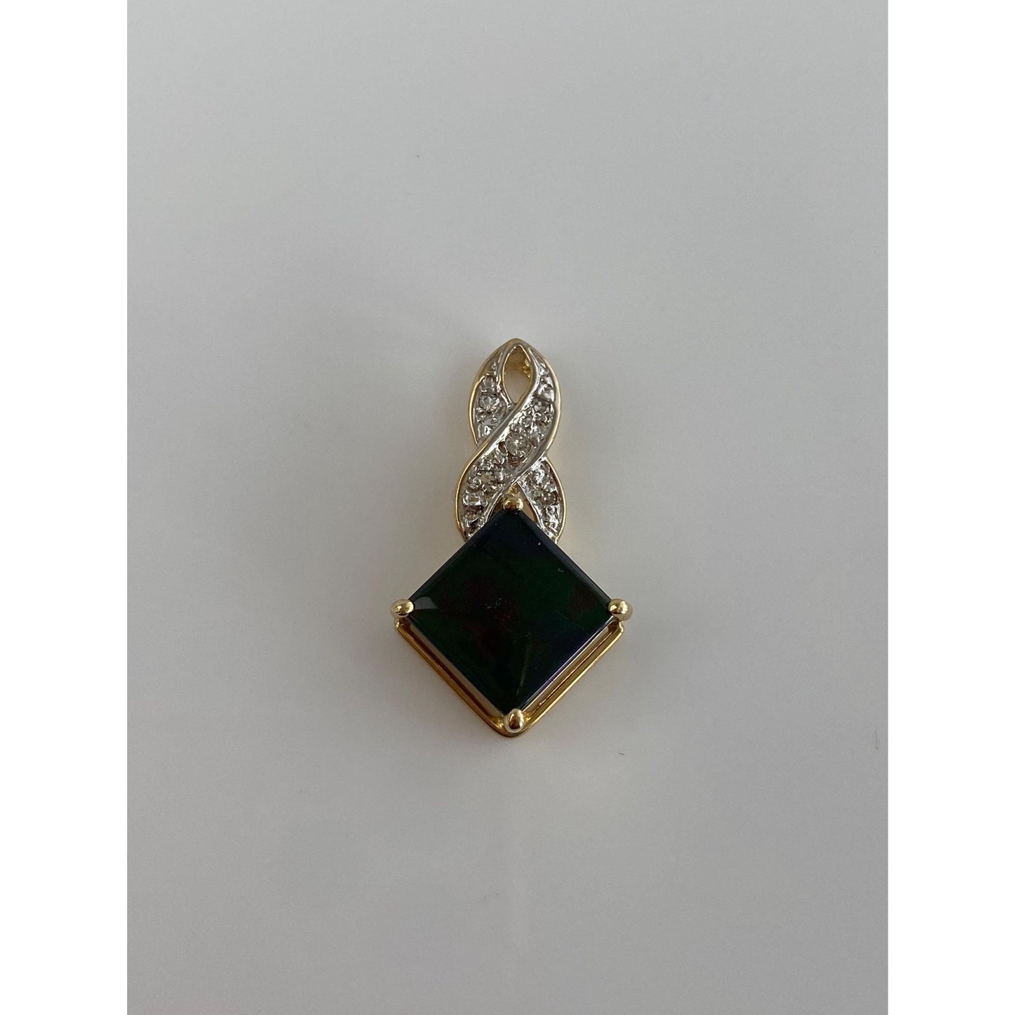 Solid 14k White & Yellow Gold Diamond Ammonite Slide Charm