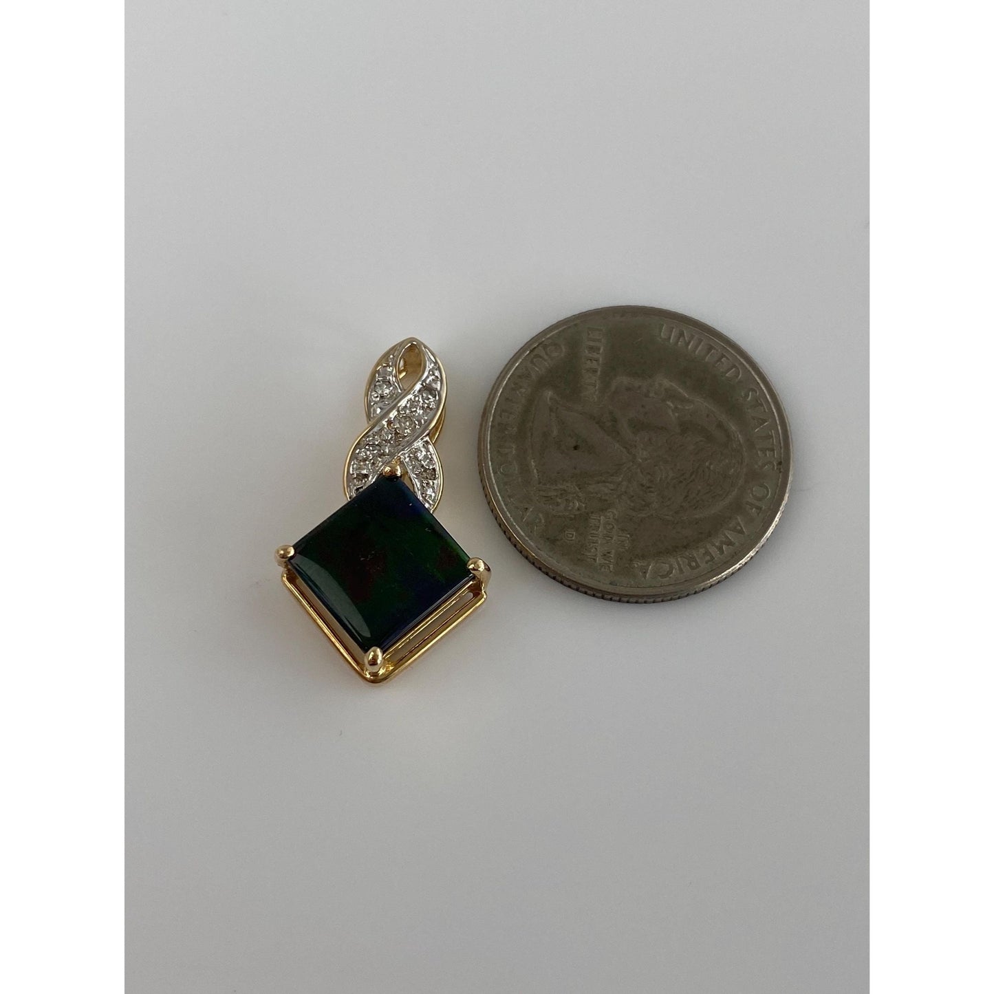 Solid 14k White & Yellow Gold Diamond Ammonite Slide Charm