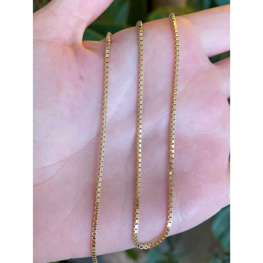 Vintage Solid 14k Yellow Gold Box Chain Necklace - 14.75 inches