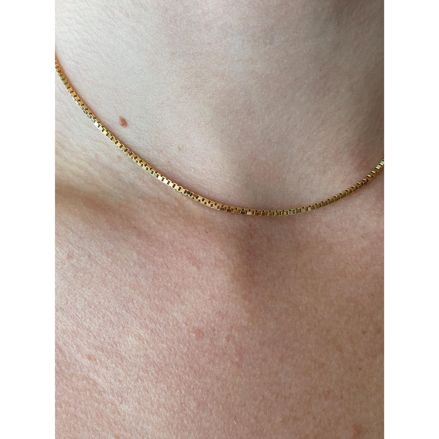 Vintage Solid 14k Yellow Gold Box Chain Necklace - 14.75 inches