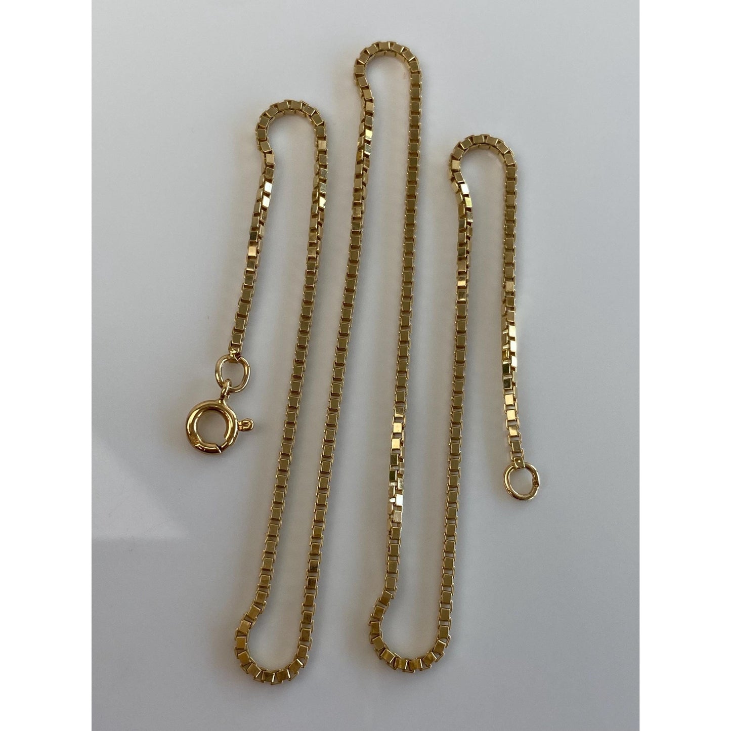 Vintage Solid 14k Yellow Gold Box Chain Necklace - 14.75 inches