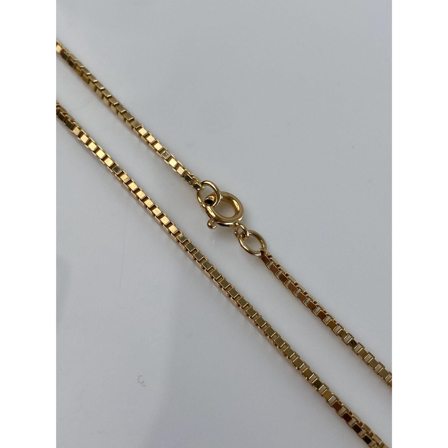 Vintage Solid 14k Yellow Gold Box Chain Necklace - 14.75 inches