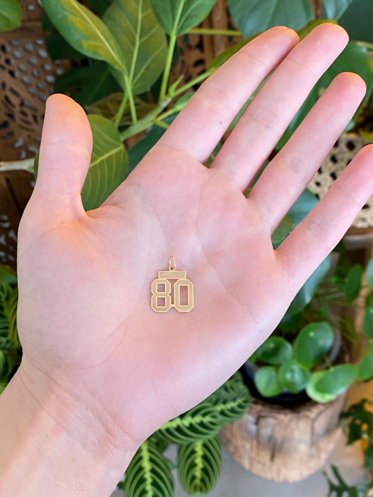 Vintage Solid 14k Yellow Gold Number '80' Charm