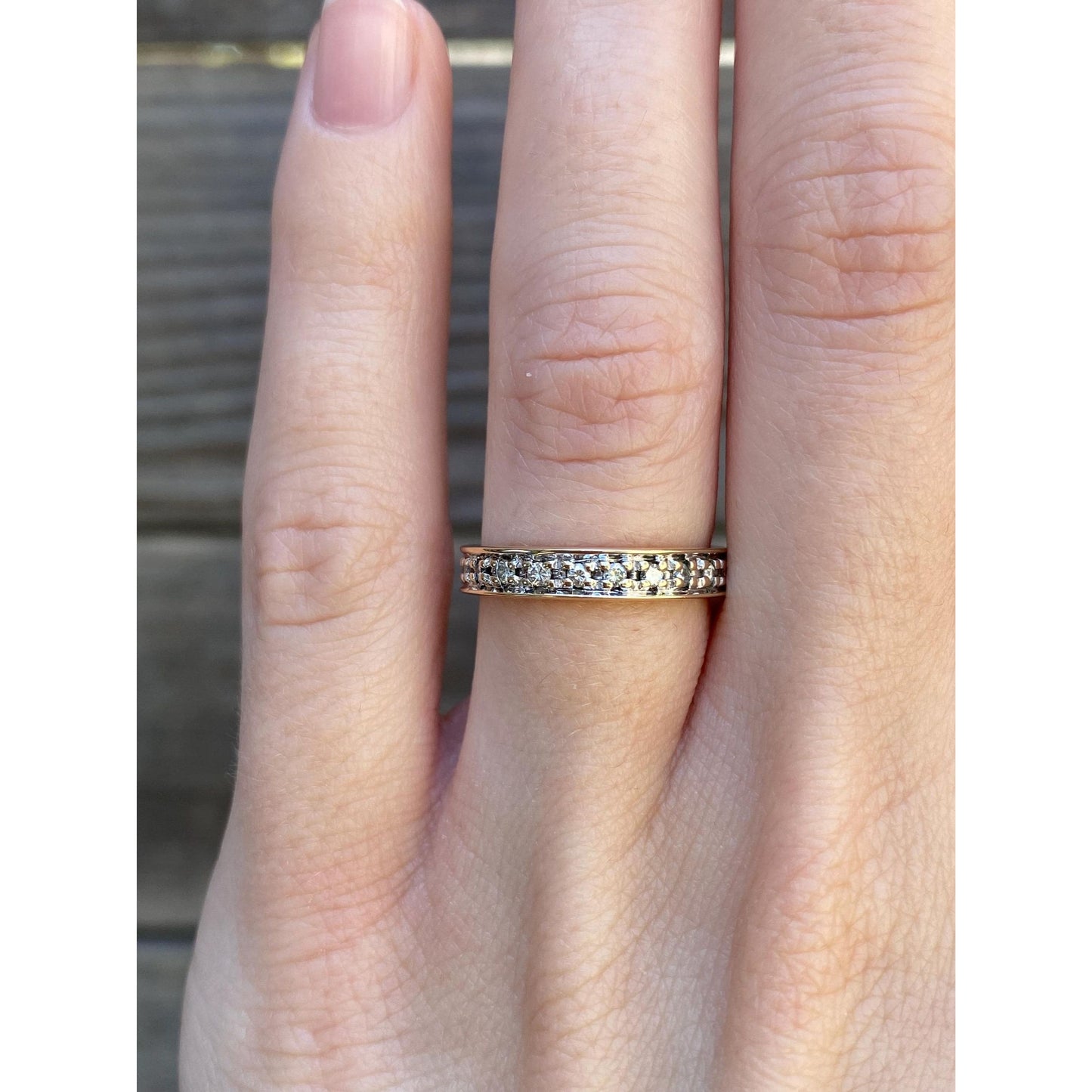 Vintage Solid 14k Yellow Gold Diamond Ring Band - Size 5.25