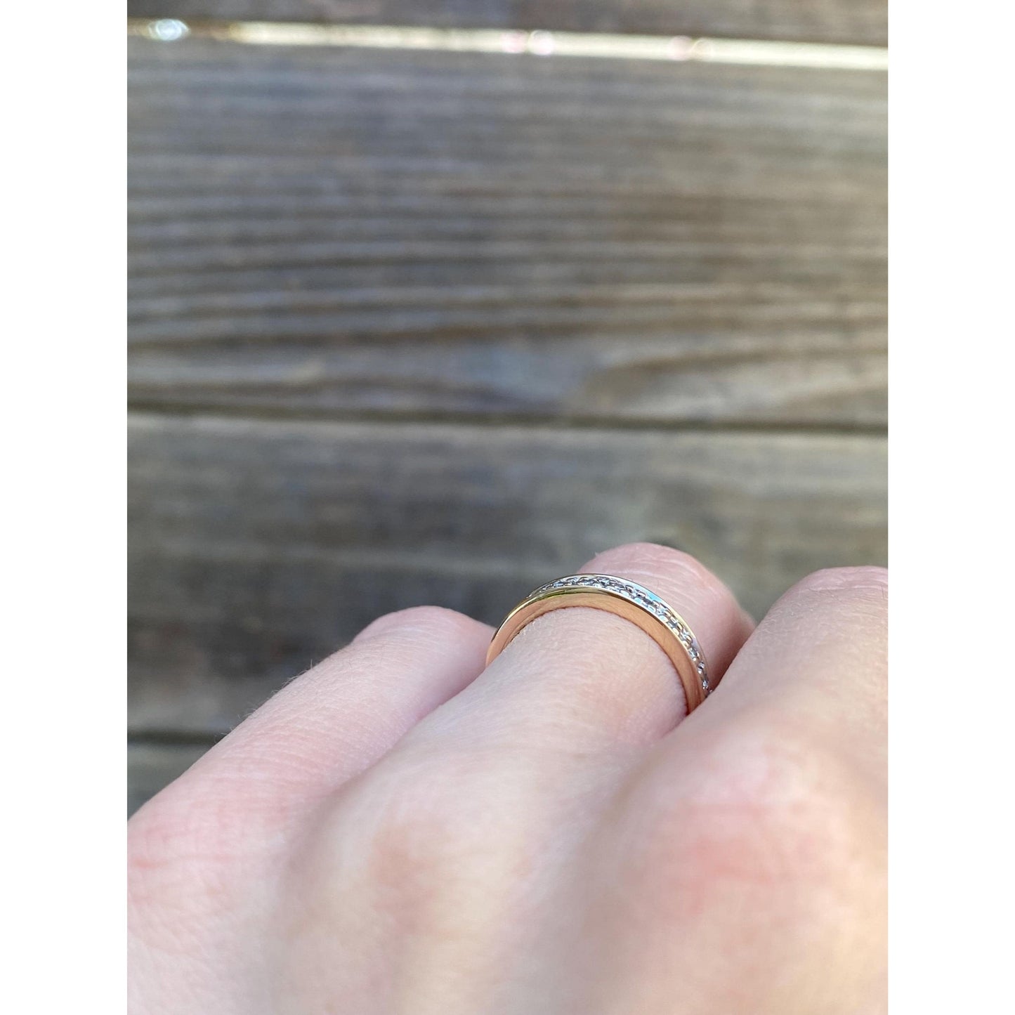 Vintage Solid 14k Yellow Gold Diamond Ring Band - Size 5.25