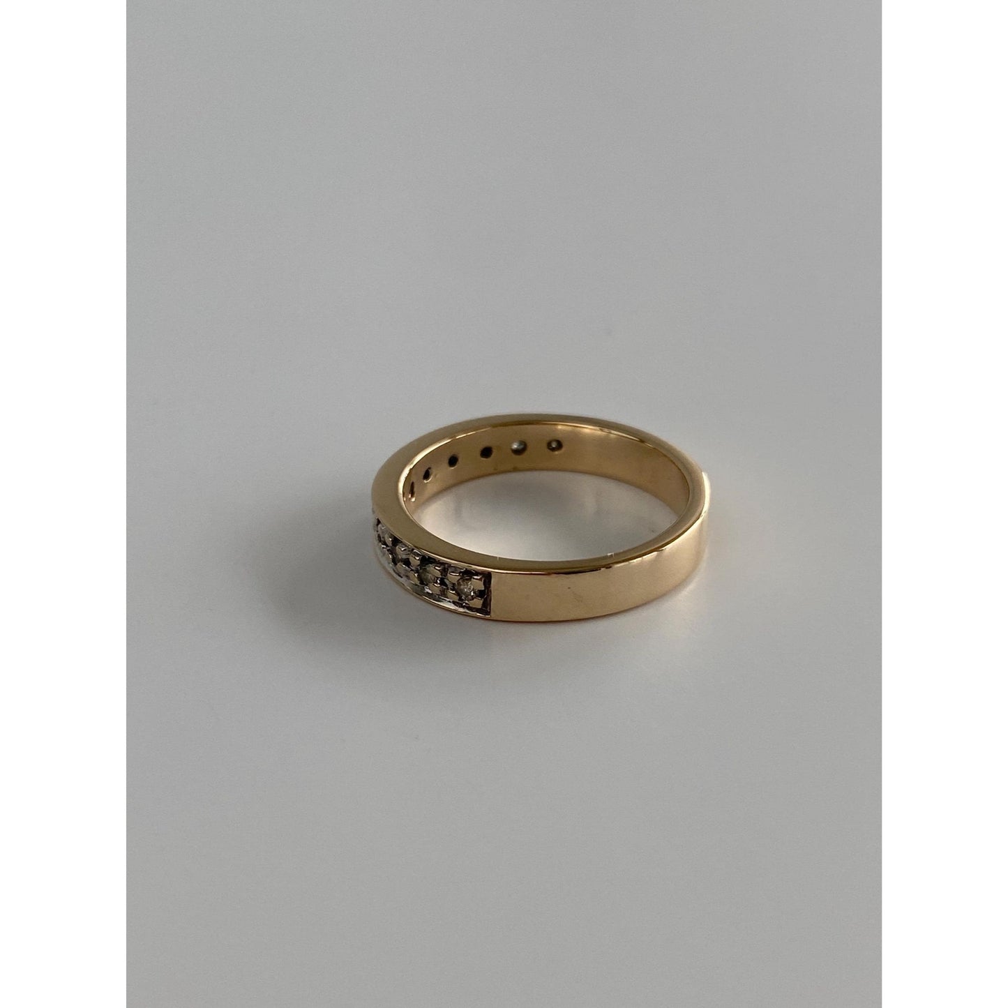 Vintage Solid 14k Yellow Gold Diamond Ring Band - Size 5.25