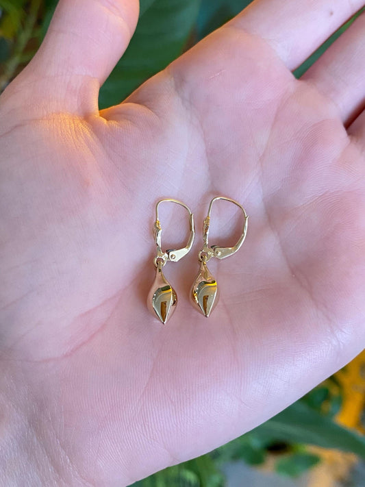 Vintage 14k Yellow Gold Teardrop Dangle Earrings