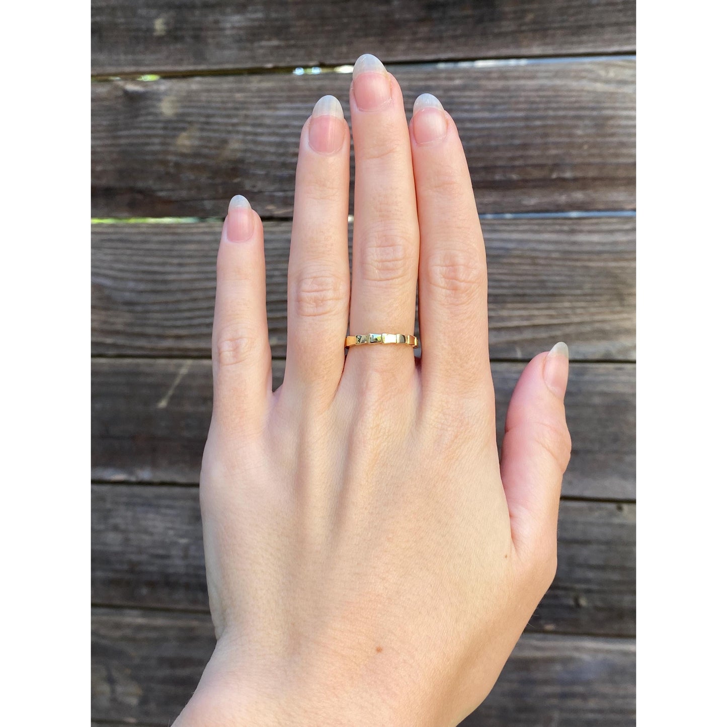 Solid 14k Yellow Gold Stepped Block Ring Band - Size 6.25