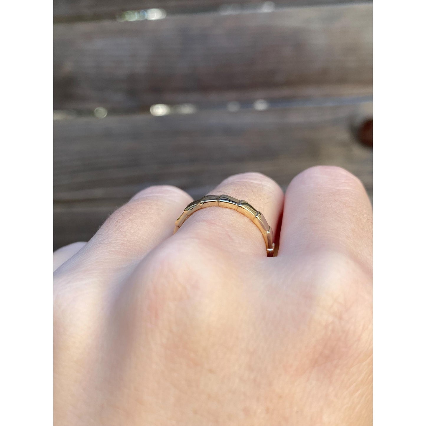 Solid 14k Yellow Gold Stepped Block Ring Band - Size 6.25