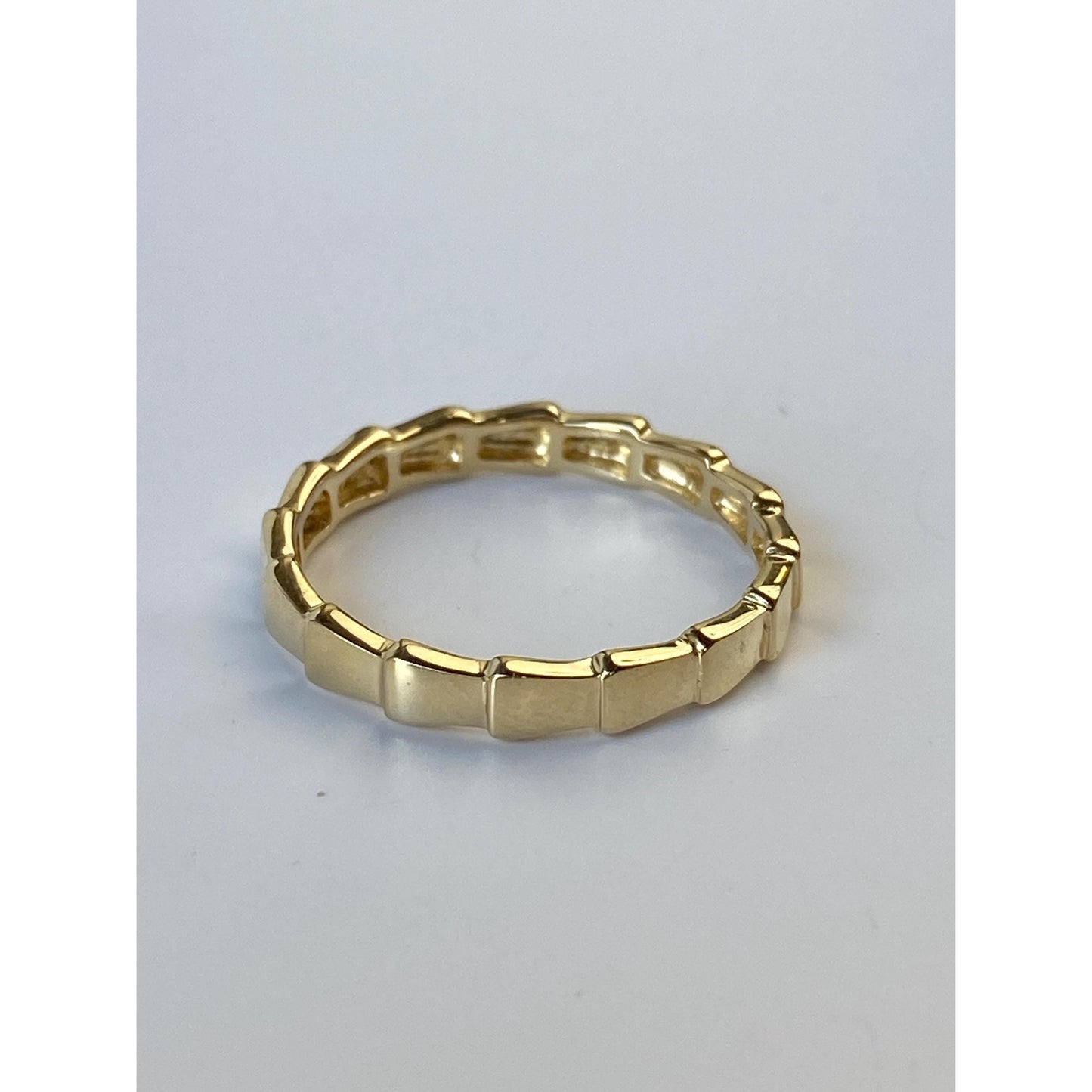Solid 14k Yellow Gold Stepped Block Ring Band - Size 6.25