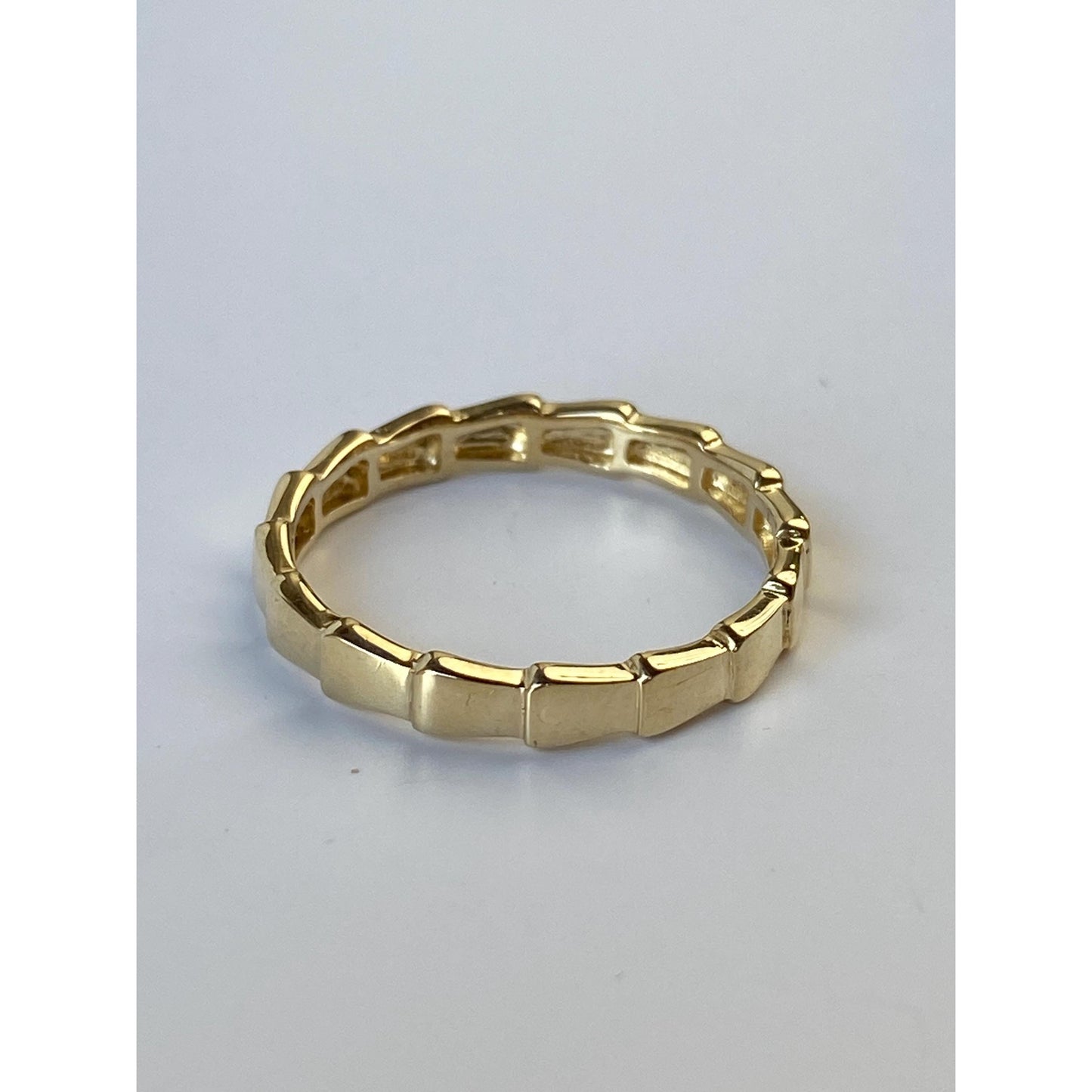 Solid 14k Yellow Gold Stepped Block Ring Band - Size 6.25
