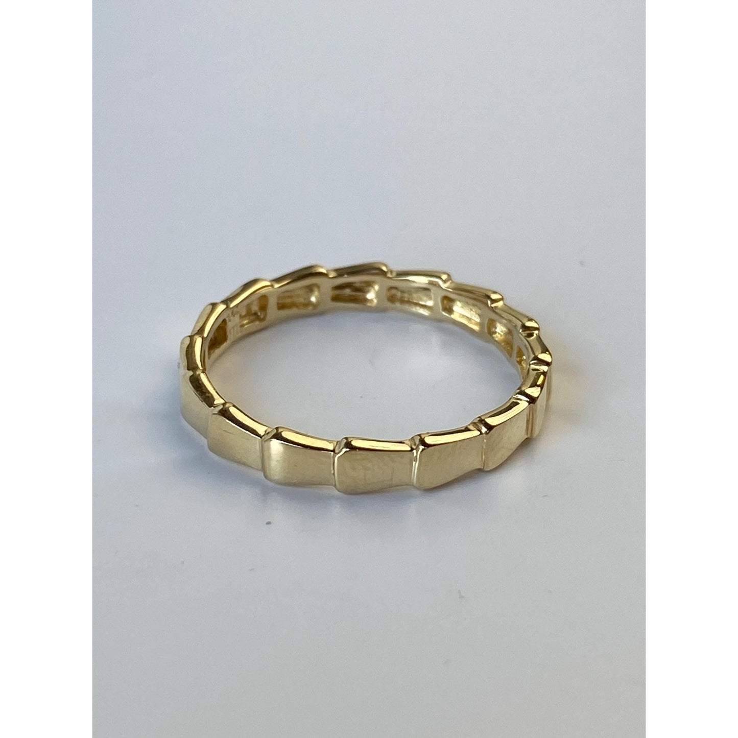 Solid 14k Yellow Gold Stepped Block Ring Band - Size 6.25