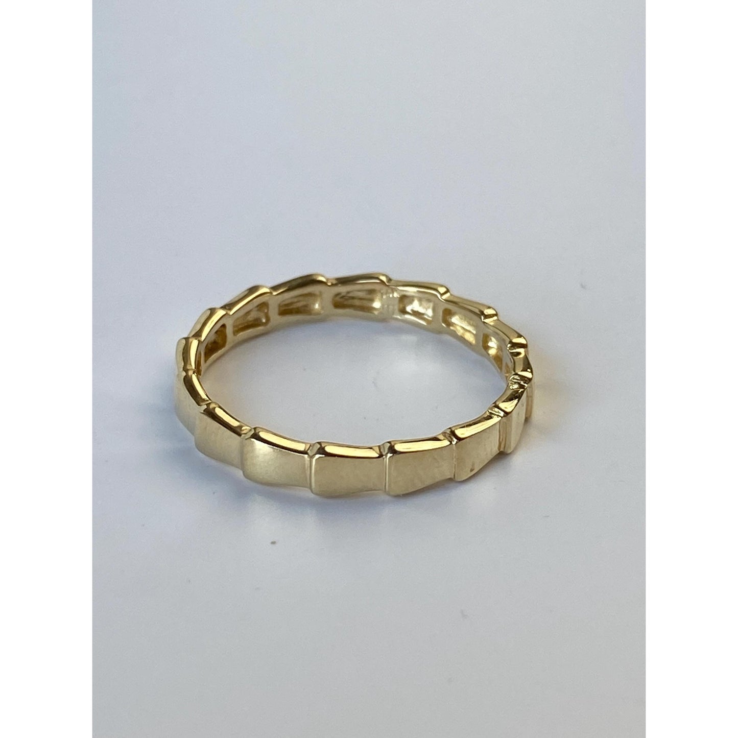 Solid 14k Yellow Gold Stepped Block Ring Band - Size 6.25