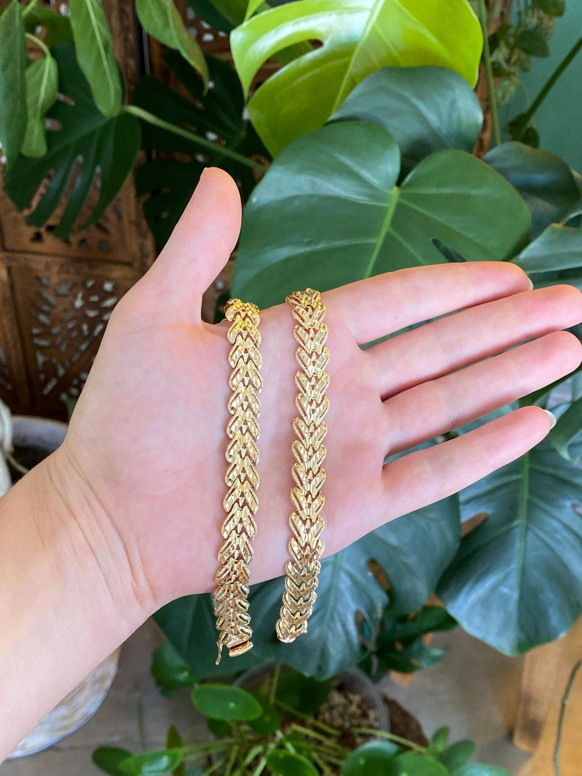 Vintage Solid 14k Yellow Gold Diamond Cut Fancy Link Chain Necklace - 18.25 inches