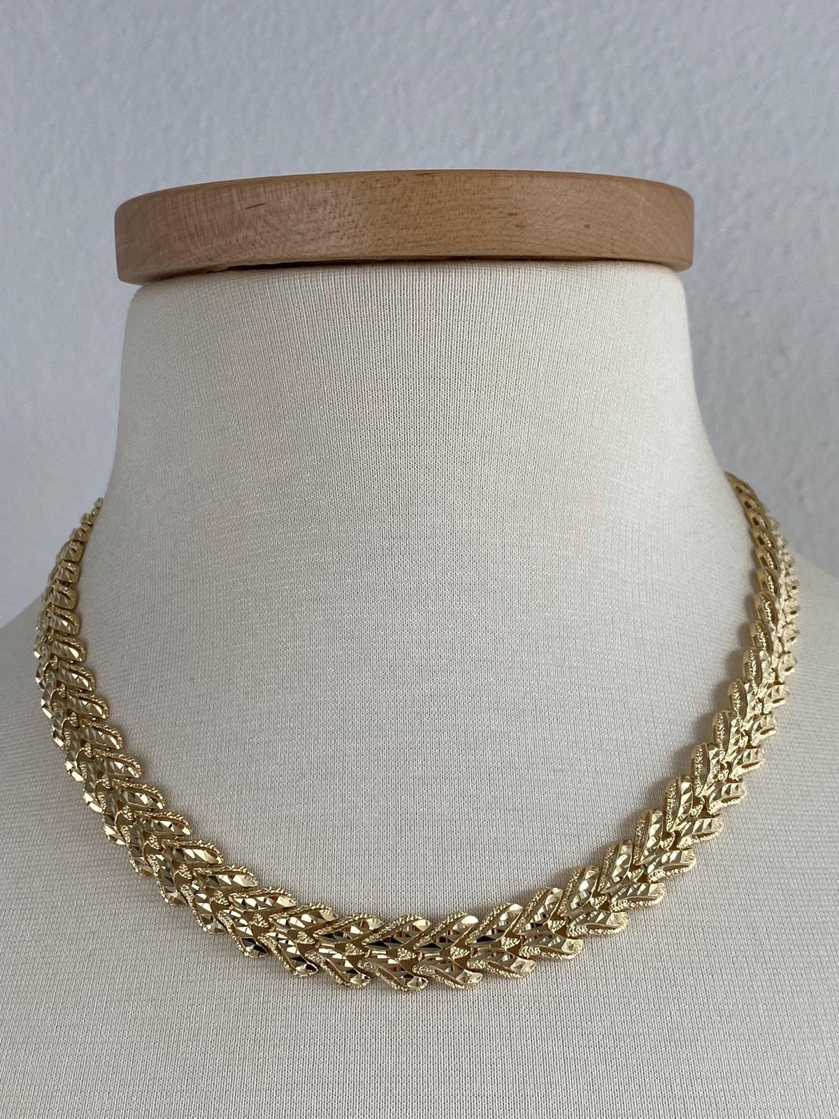 Vintage Solid 14k Yellow Gold Diamond Cut Fancy Link Chain Necklace - 18.25 inches