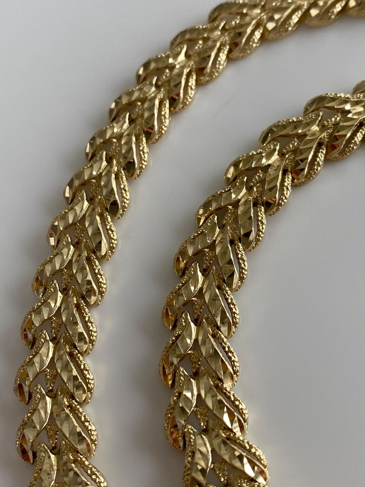 Vintage Solid 14k Yellow Gold Diamond Cut Fancy Link Chain Necklace - 18.25 inches