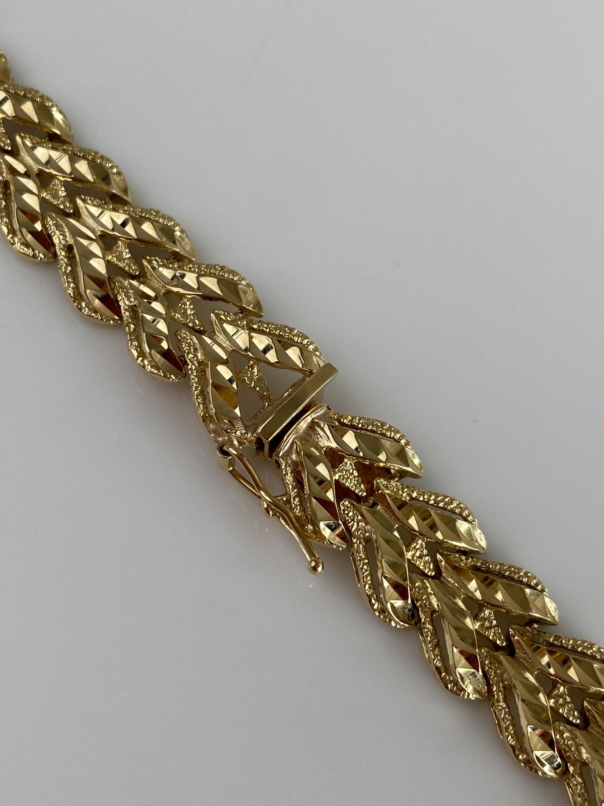 Vintage Solid 14k Yellow Gold Diamond Cut Fancy Link Chain Necklace - 18.25 inches
