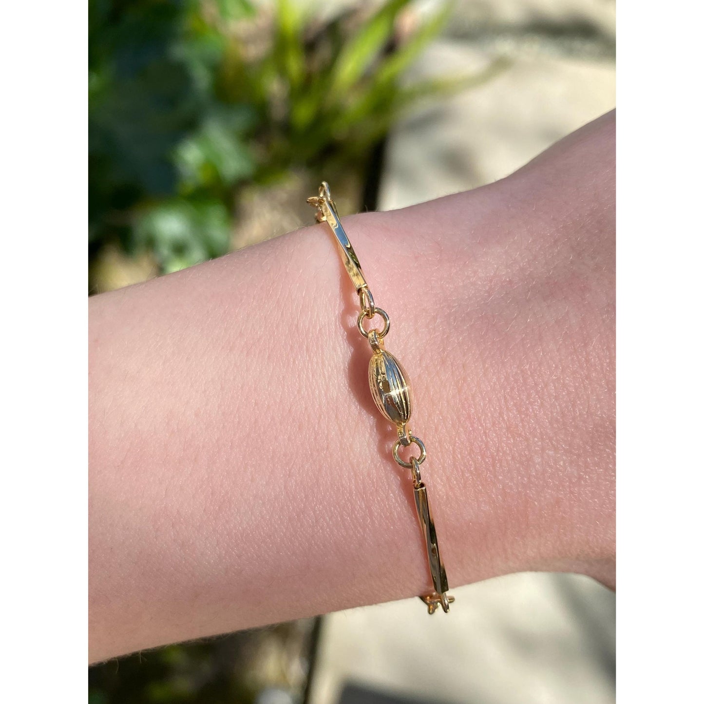 Vintage 18k Yellow Gold Ball Link Bracelet - 6.75 inches