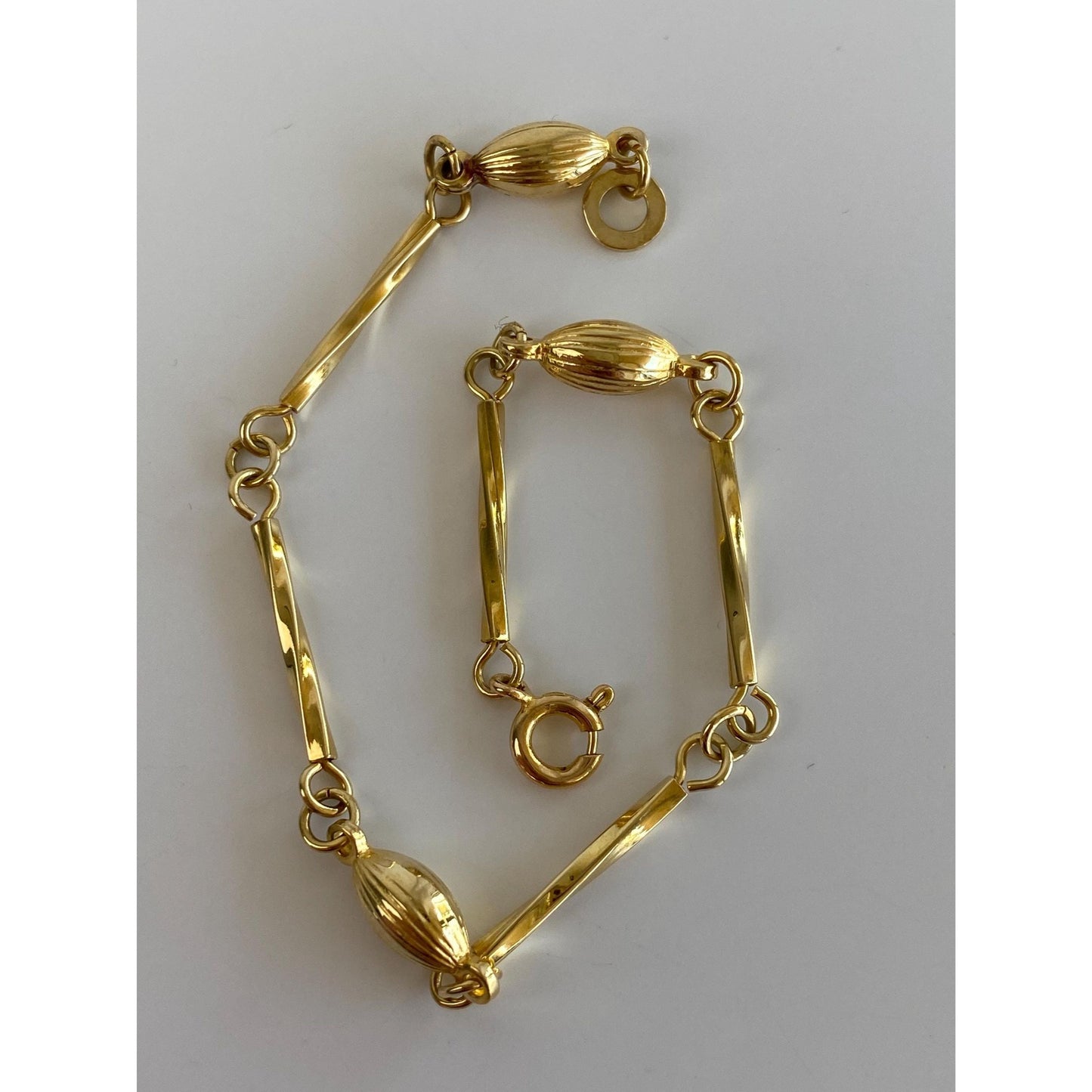 Vintage 18k Yellow Gold Ball Link Bracelet - 6.75 inches
