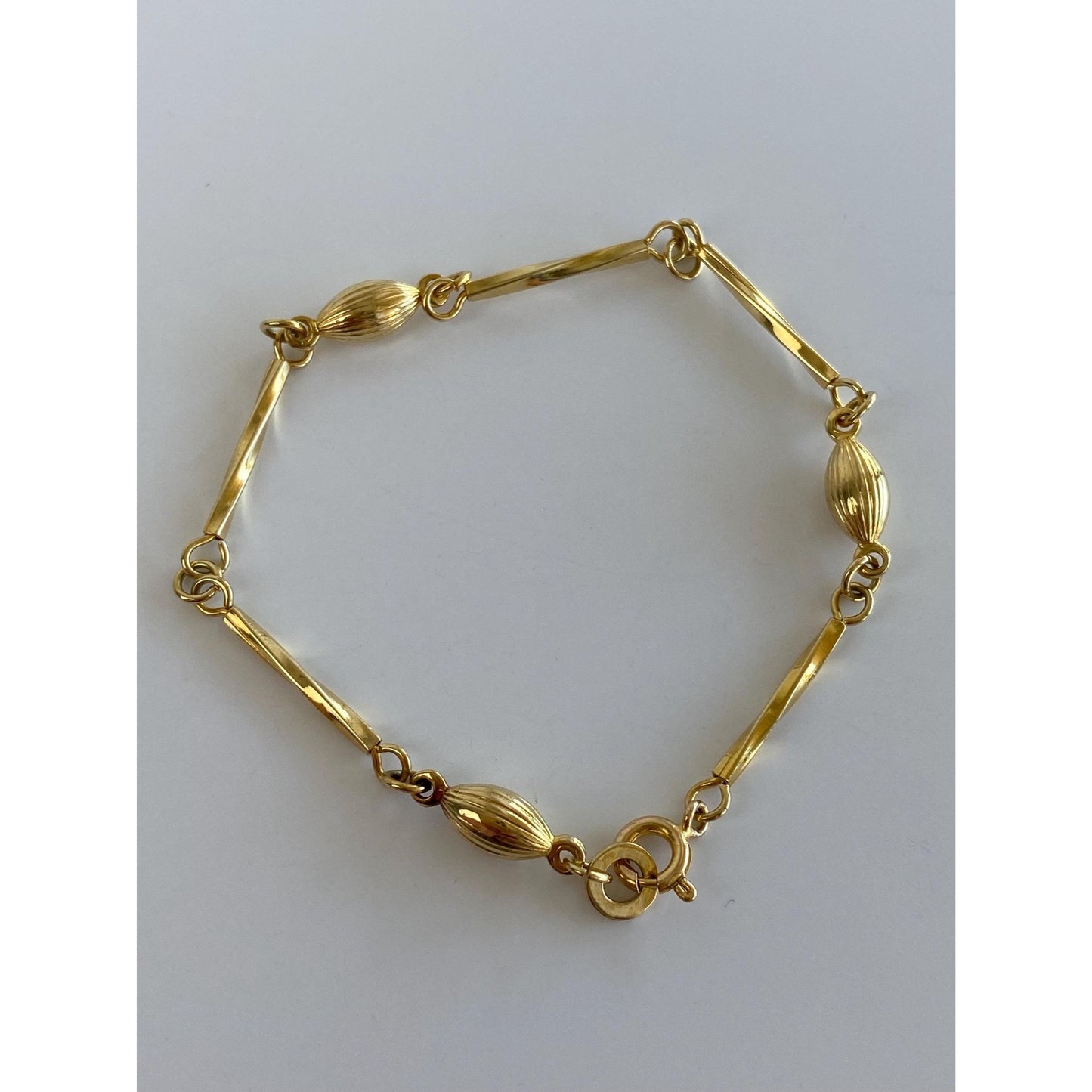Vintage 18k Yellow Gold Ball Link Bracelet - 6.75 inches