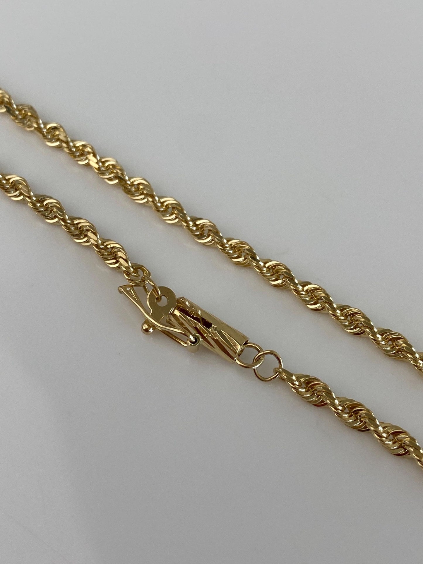 Vintage Solid 14k Yellow Gold Rope Chain Bracelet - 8 inches