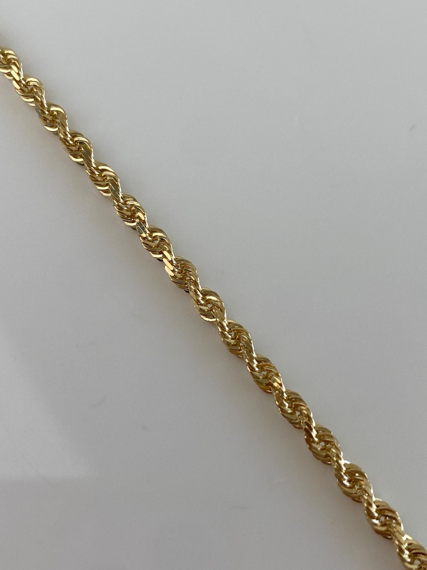 Vintage Solid 14k Yellow Gold Rope Chain Bracelet - 8 inches