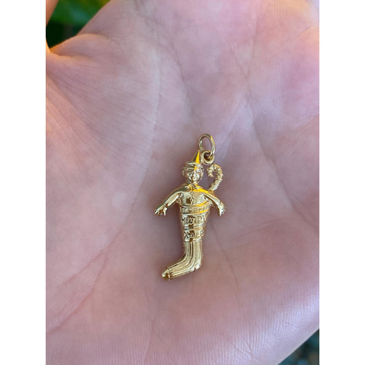 Vintage Solid 14k Yellow Gold Christmas Stocking Charm