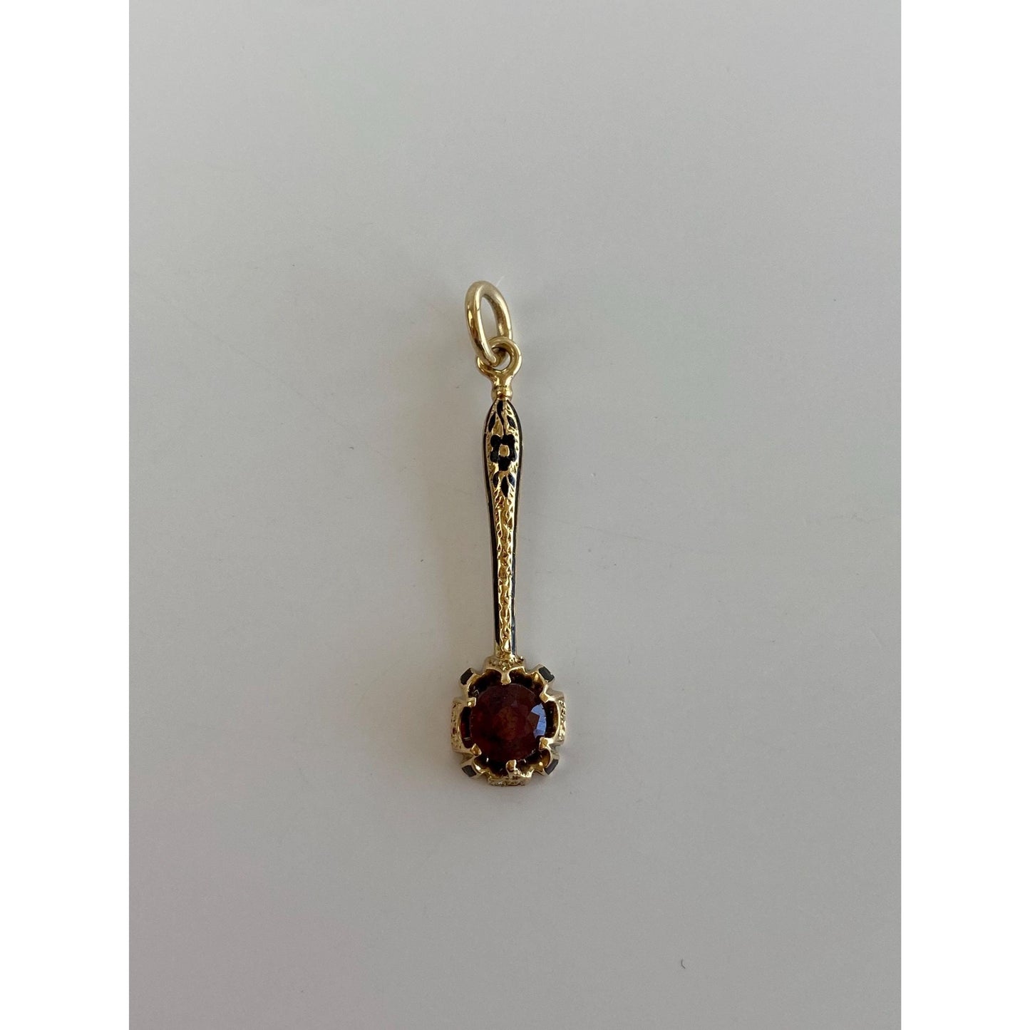 Vintage Solid 14k Yellow Gold Red Cubic Zirconia Charm
