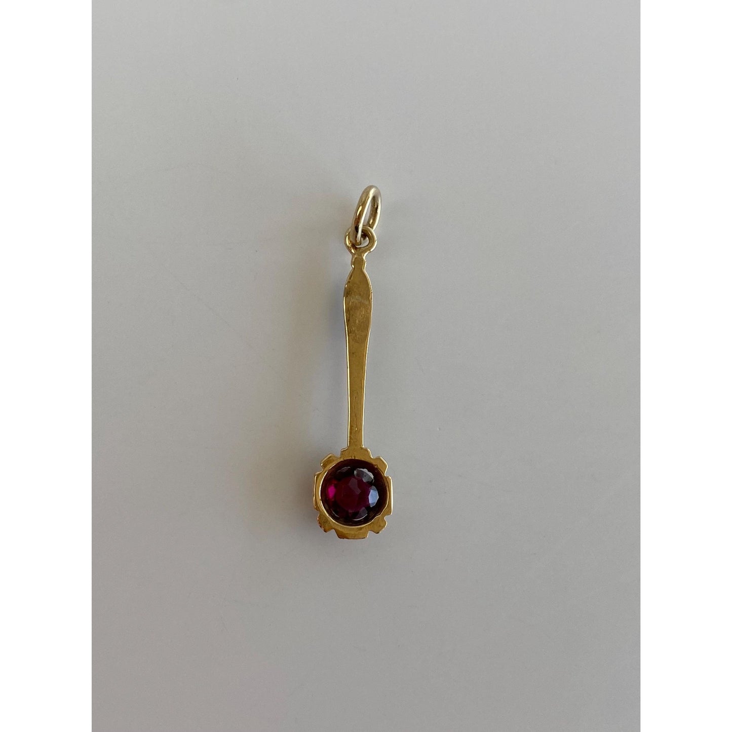 Vintage Solid 14k Yellow Gold Red Cubic Zirconia Charm