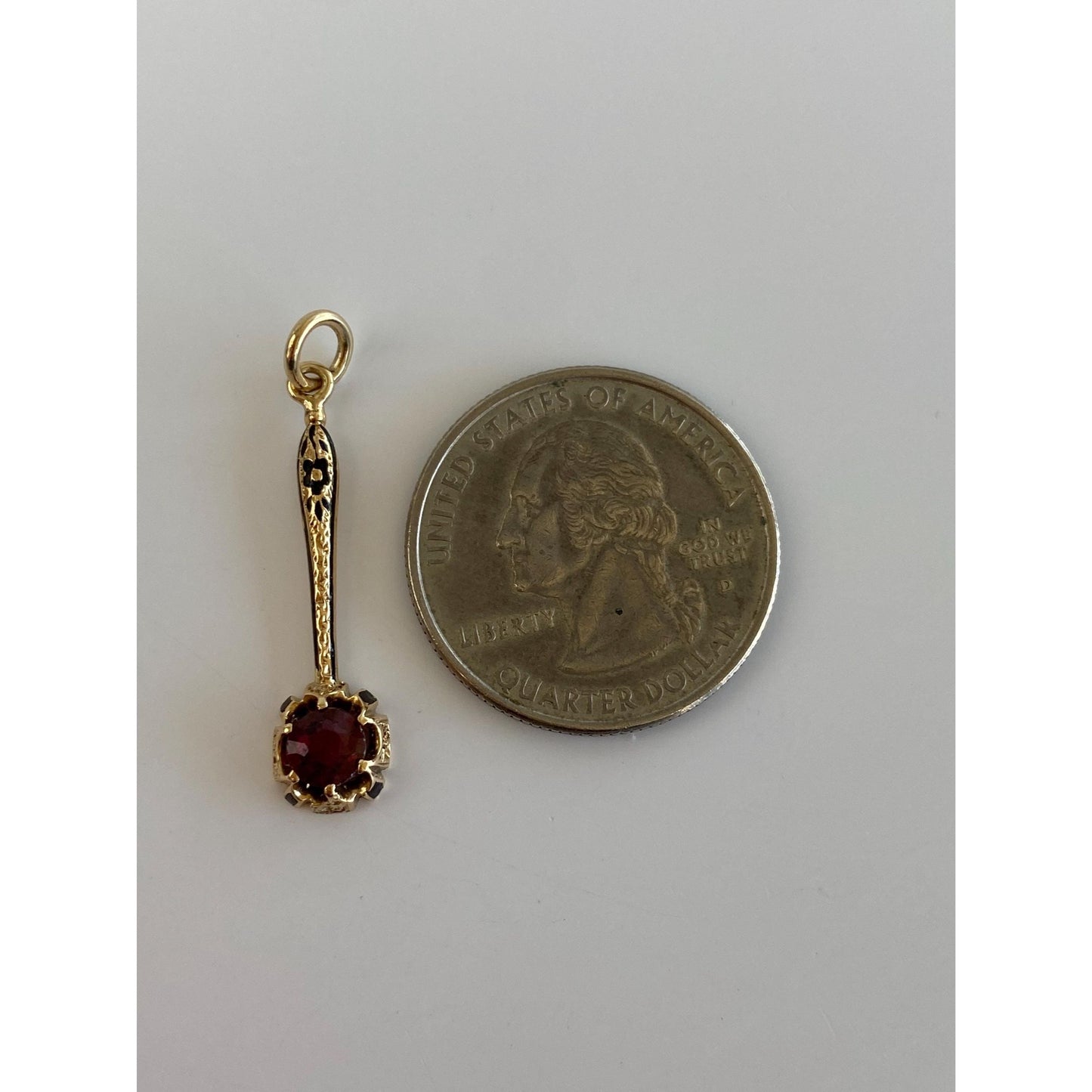 Vintage Solid 14k Yellow Gold Red Cubic Zirconia Charm