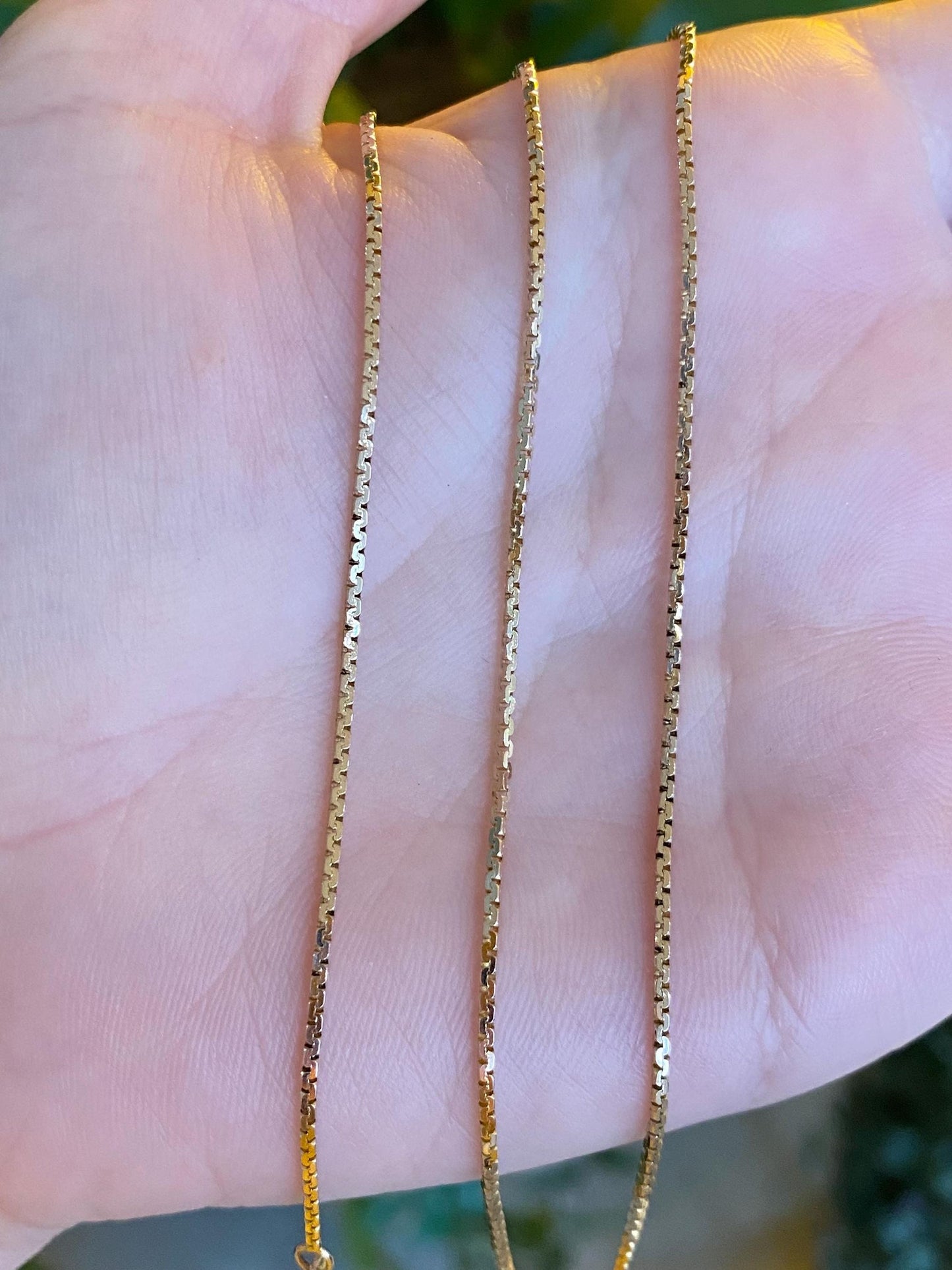Vintage Solid 14k Yellow Gold Box Chain Necklace - 18 inches