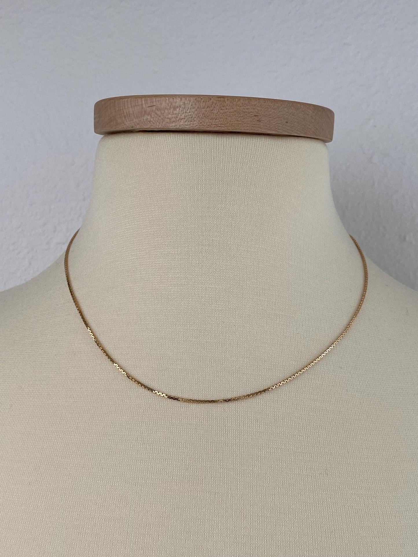 Vintage Solid 14k Yellow Gold Box Chain Necklace - 18 inches