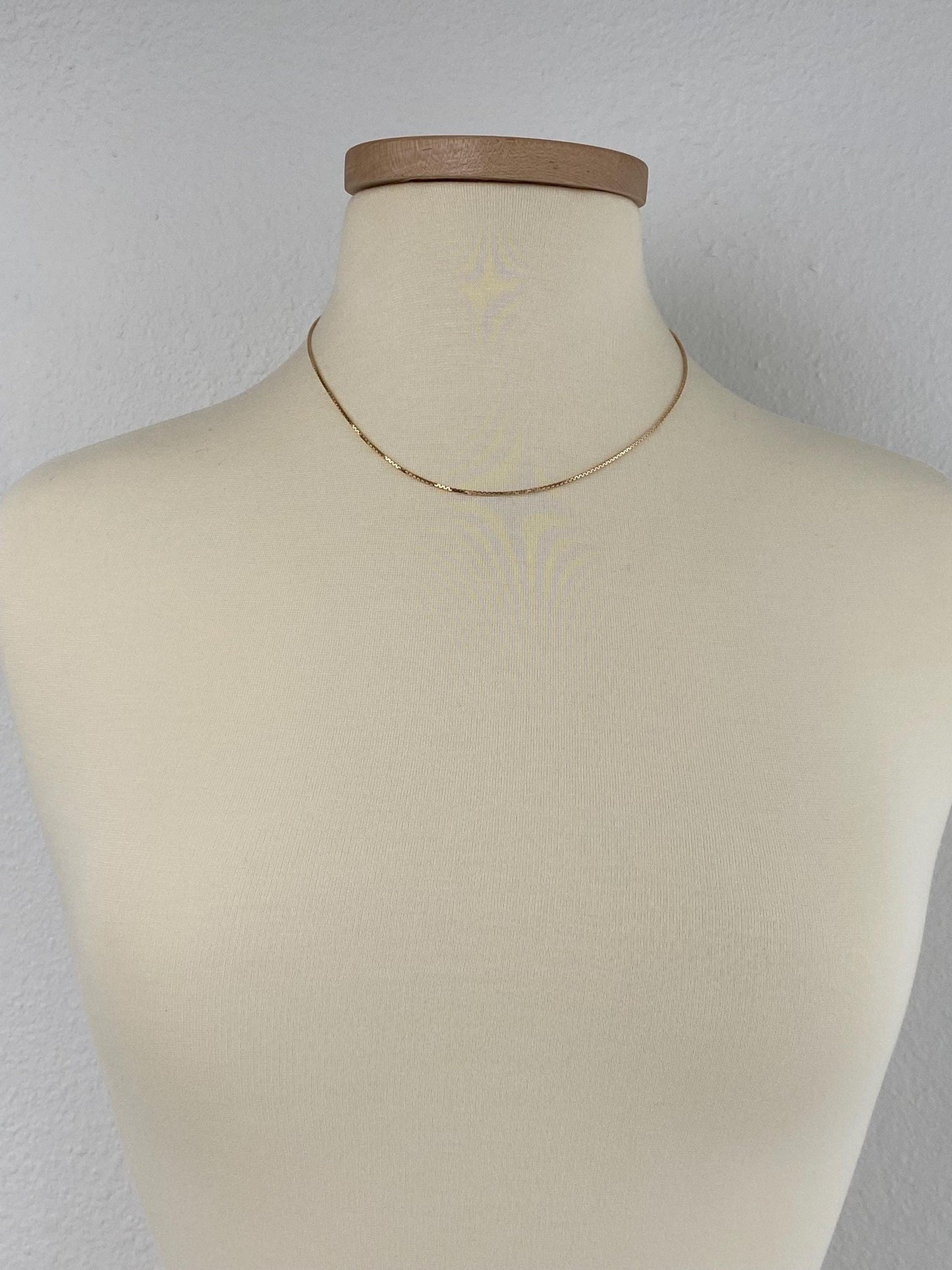 Vintage Solid 14k Yellow Gold Box Chain Necklace - 18 inches