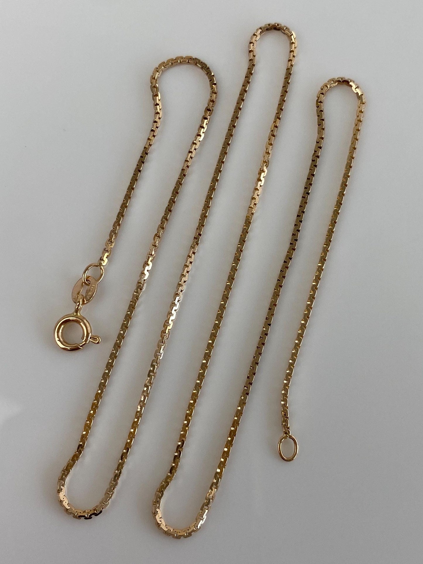 Vintage Solid 14k Yellow Gold Box Chain Necklace - 18 inches