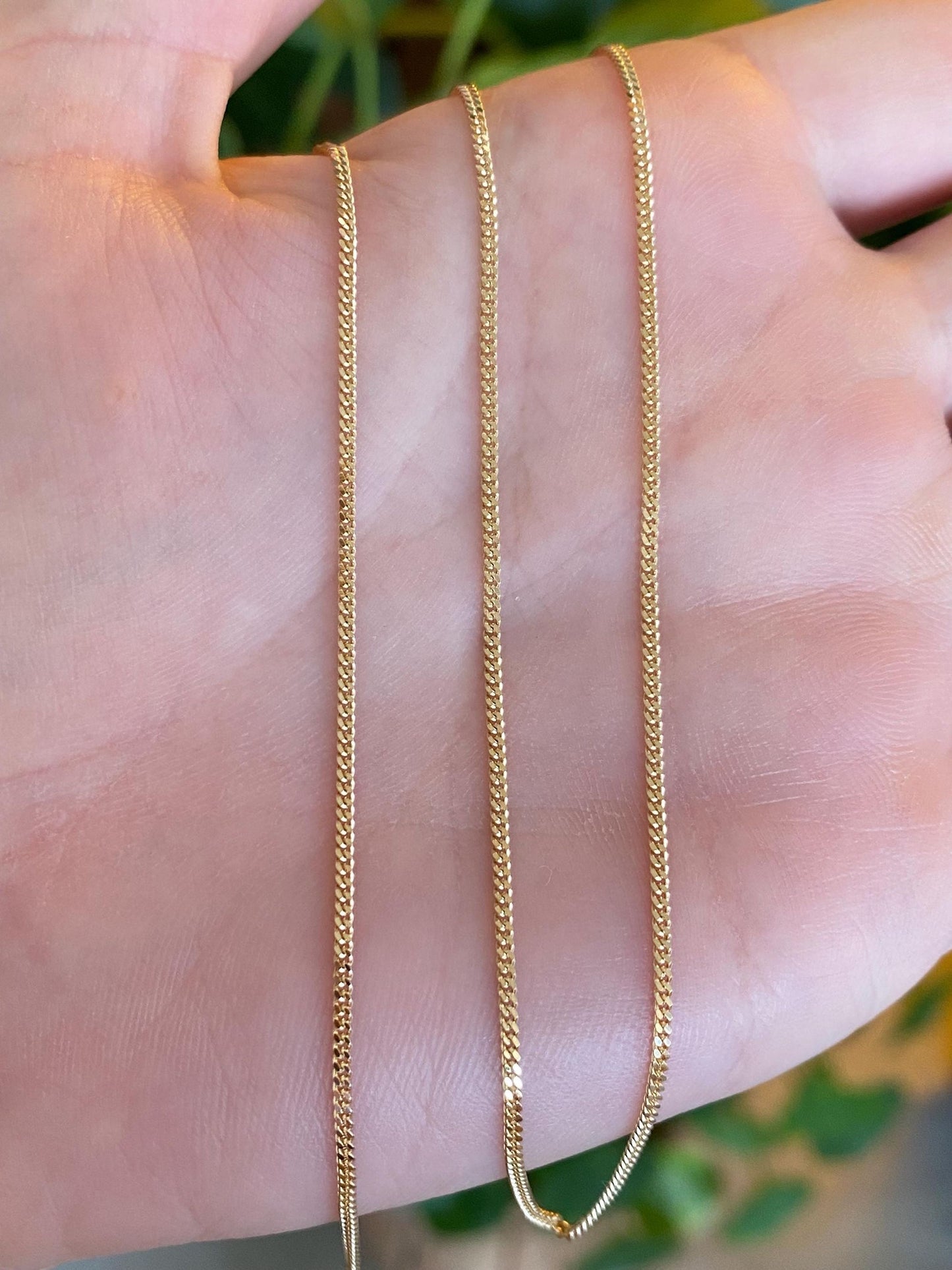 Vintage Solid 14k Yellow Gold Tight Curb Chain Necklace - 16.25 inches