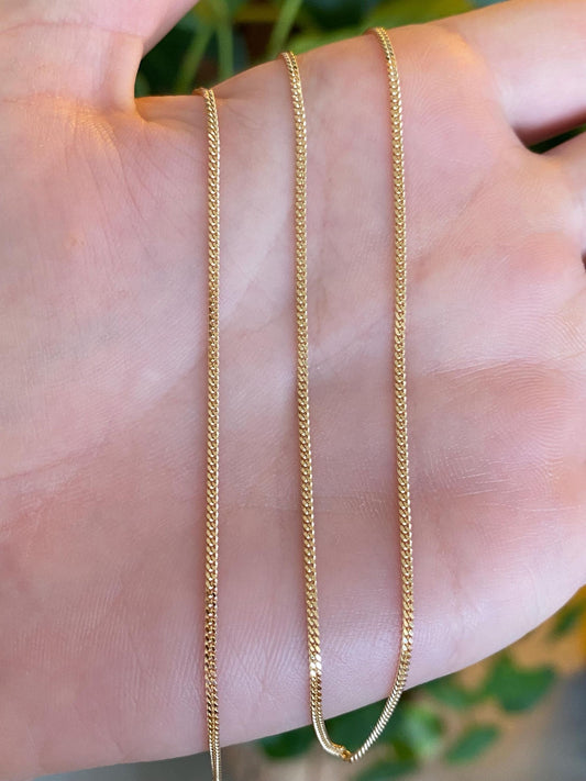 Vintage Solid 14k Yellow Gold Tight Curb Chain Necklace - 16.25 inches