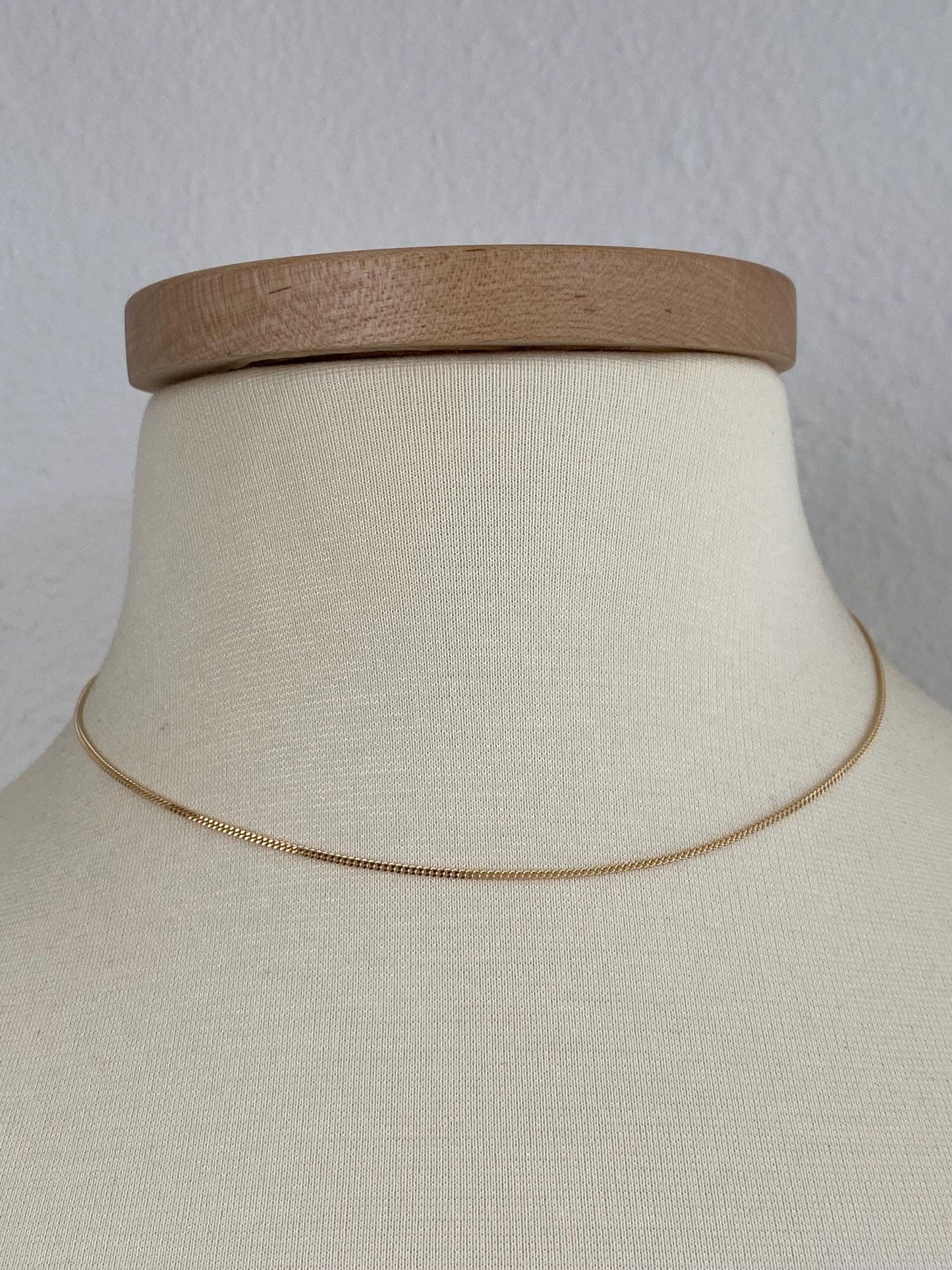 Vintage Solid 14k Yellow Gold Tight Curb Chain Necklace - 16.25 inches