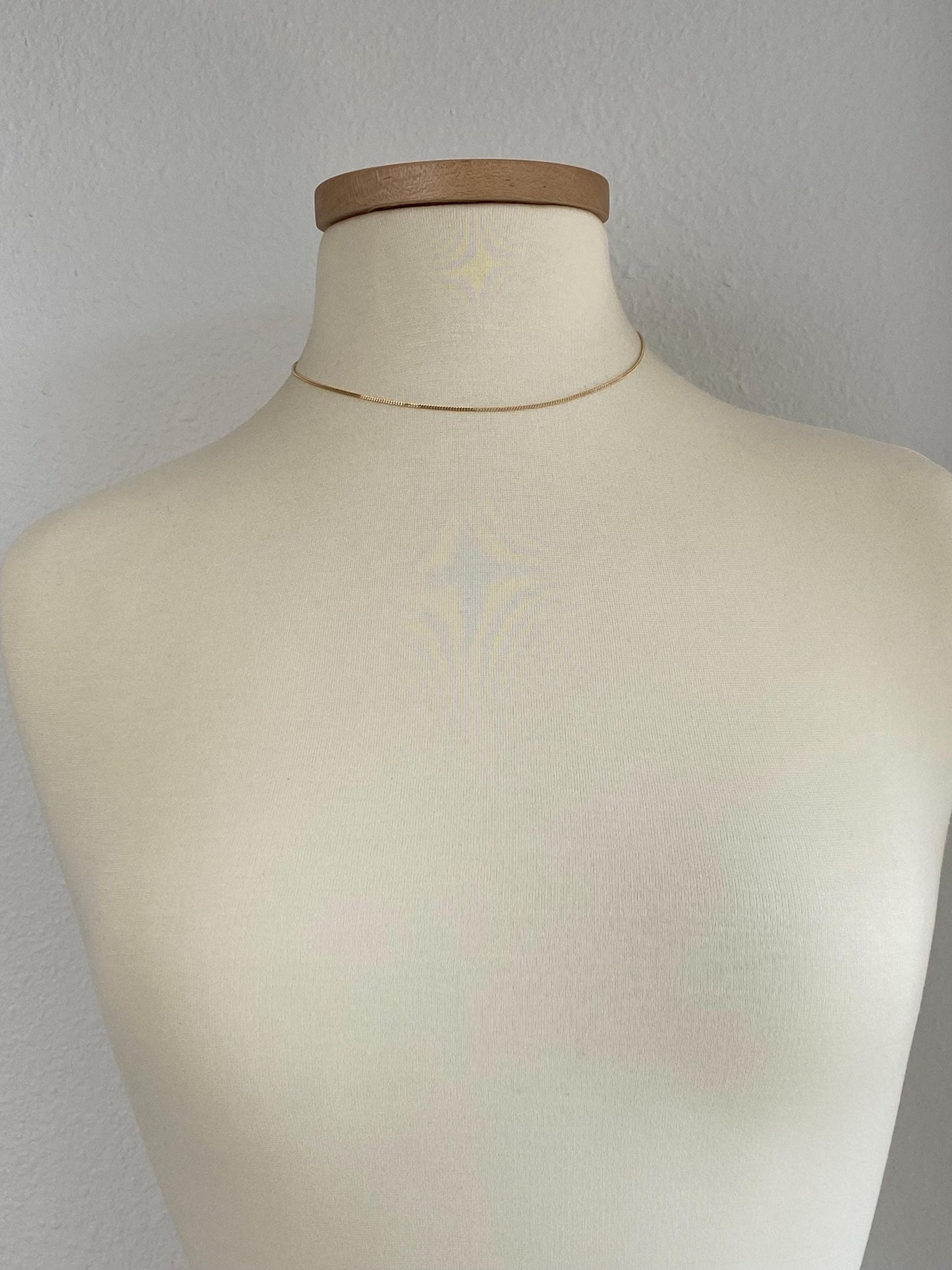 Vintage Solid 14k Yellow Gold Tight Curb Chain Necklace - 16.25 inches
