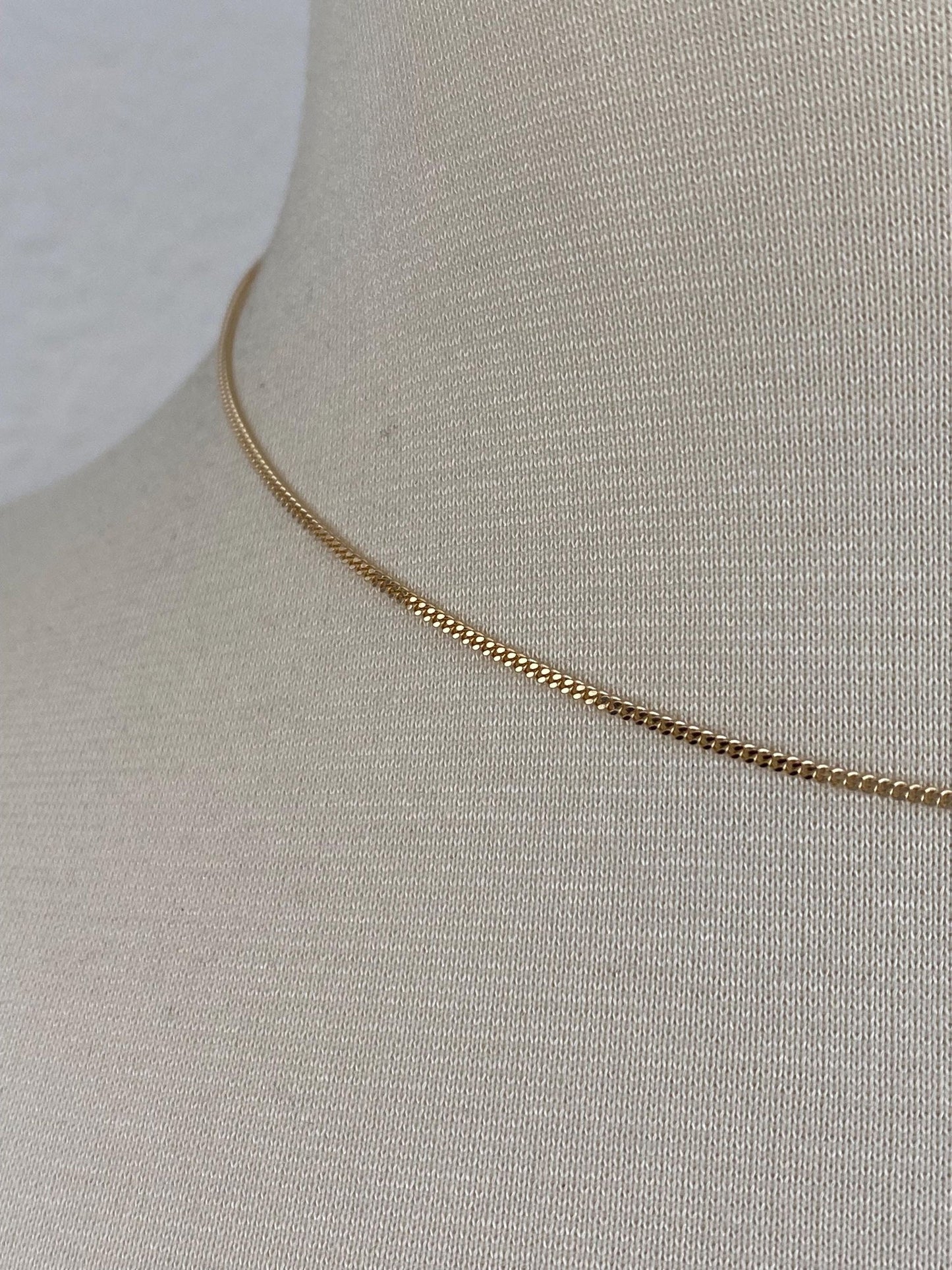 Vintage Solid 14k Yellow Gold Tight Curb Chain Necklace - 16.25 inches