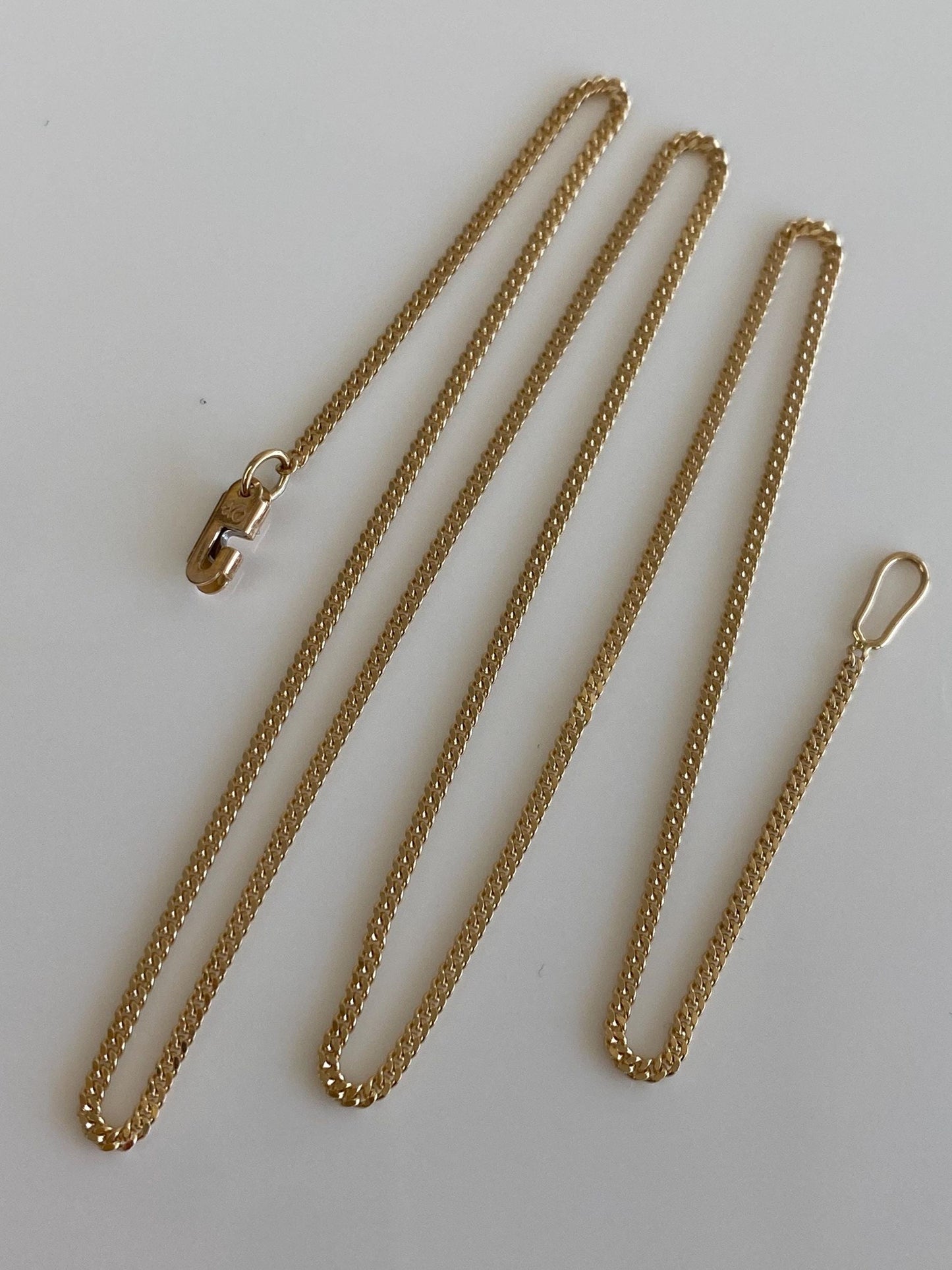 Vintage Solid 14k Yellow Gold Tight Curb Chain Necklace - 16.25 inches